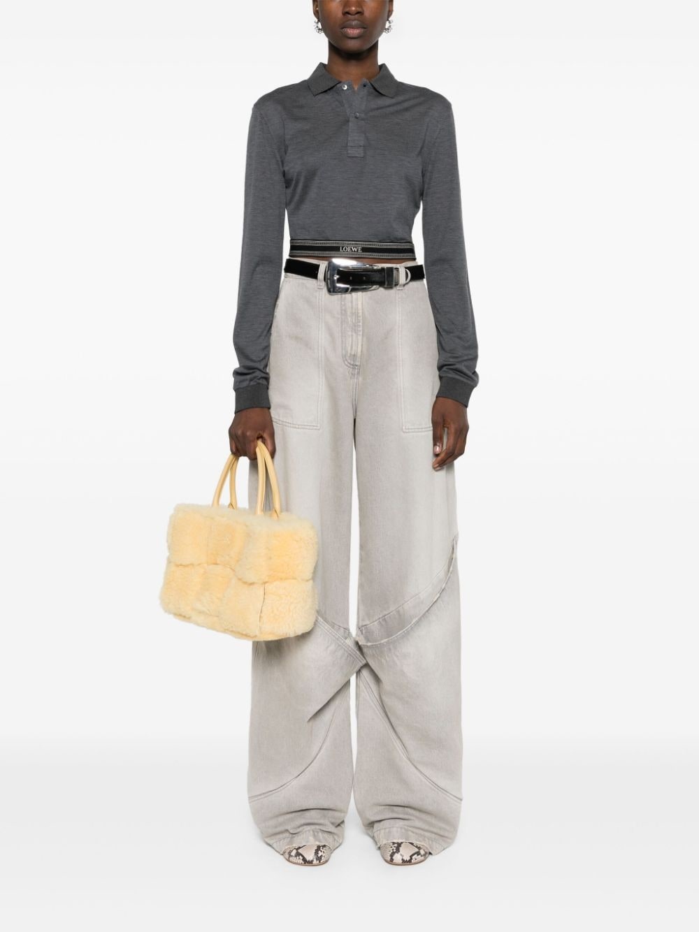 logo-waistband cropped polo shirt - 2