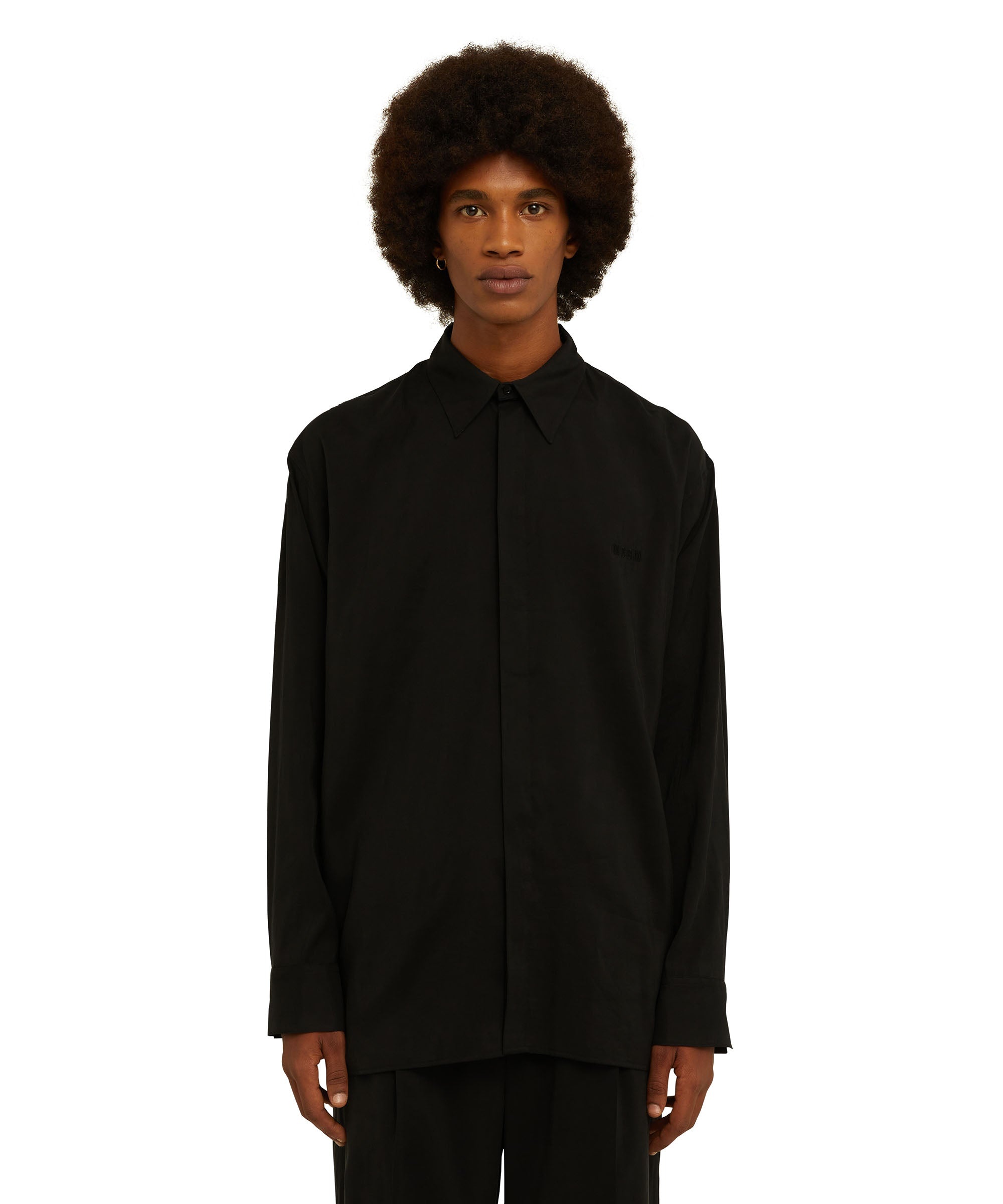 Solid color viscose fluid shirt - 3
