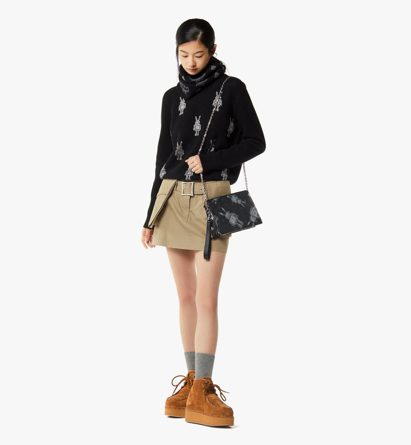 Wristlet Standing Pouch With Chain Strap in Rabot Visetos 10