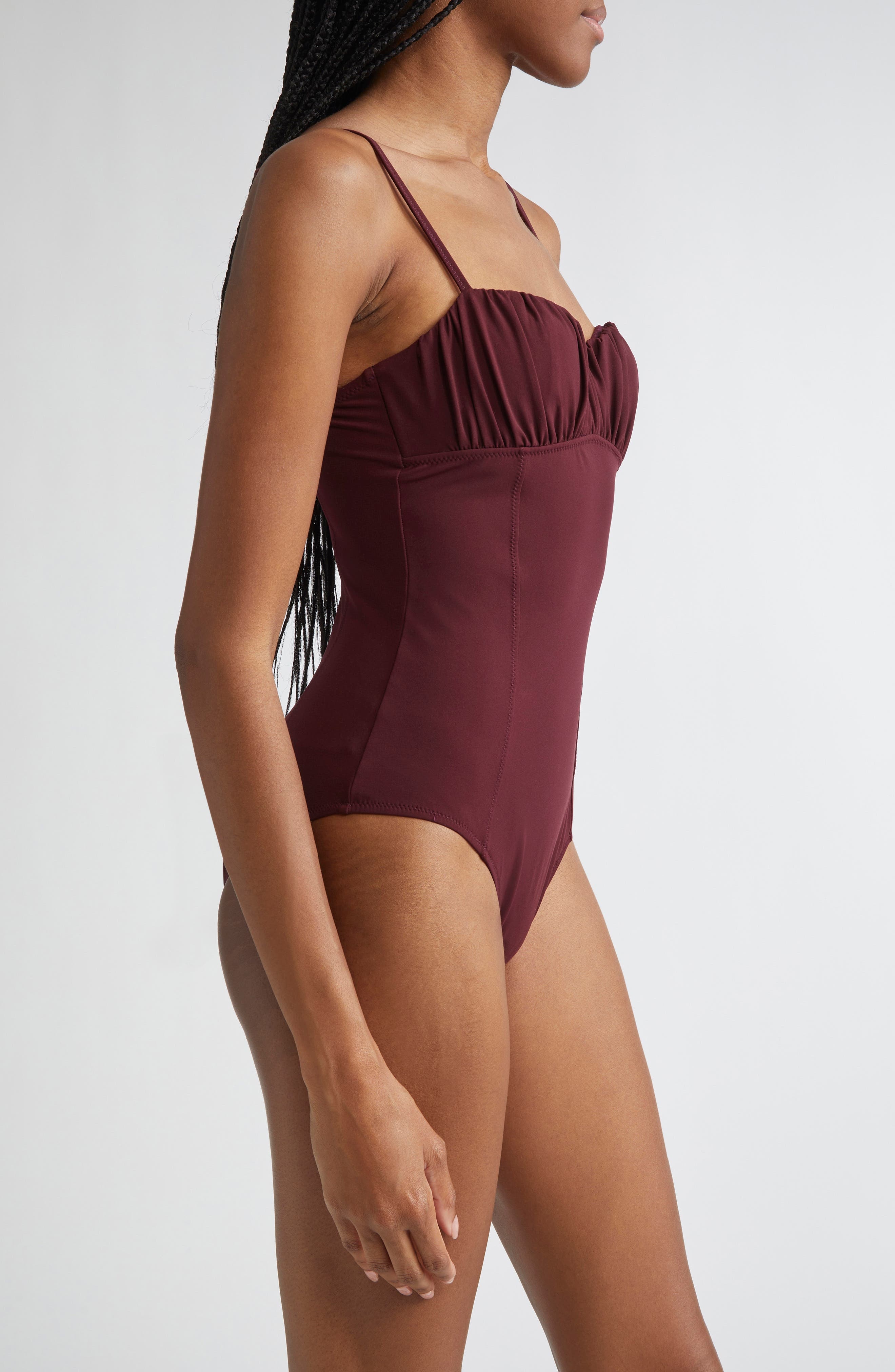 Ulla Johnson Dalila Ruched One-Piece Swimsuit in Cassis at Nordstrom - 3