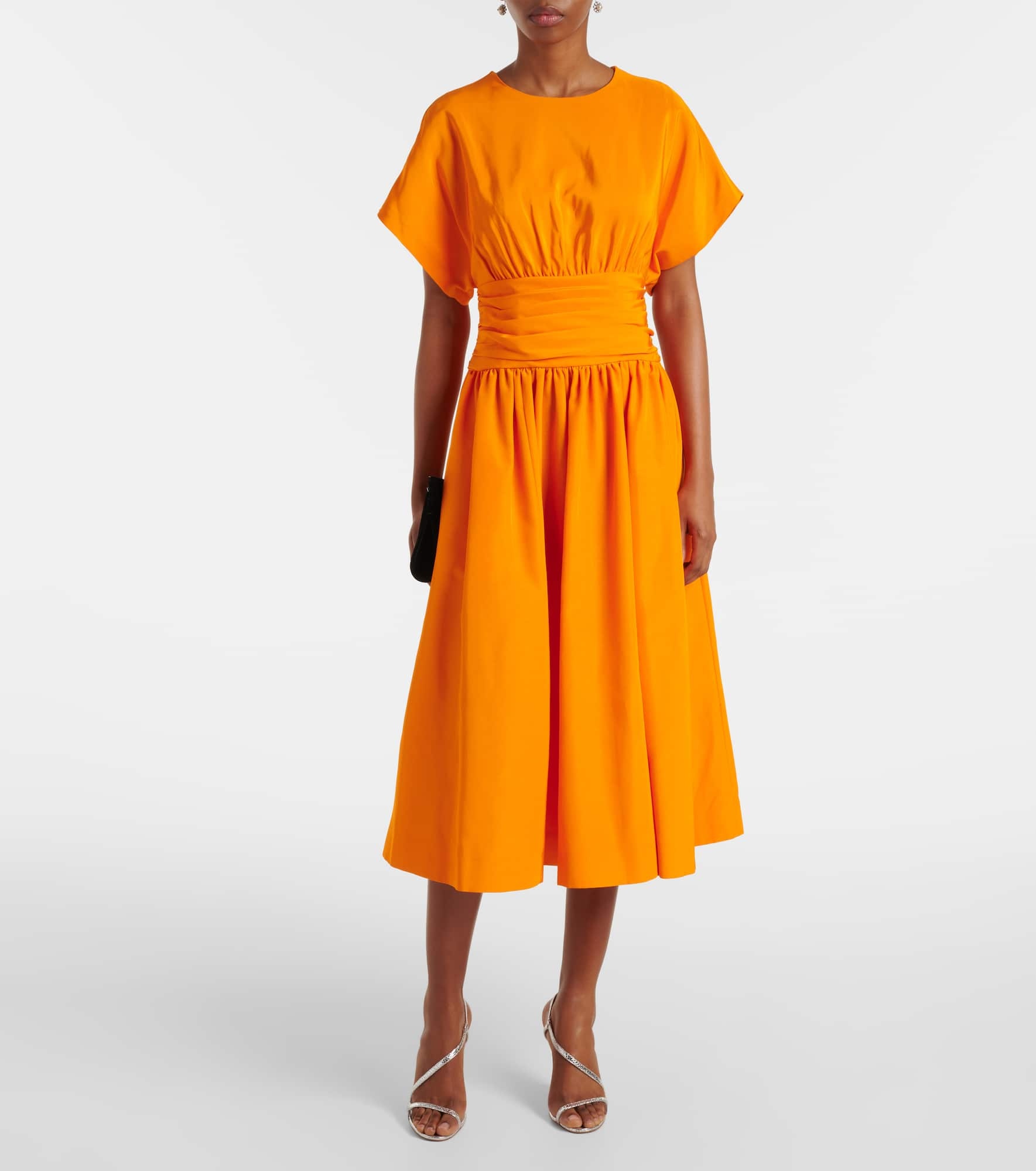 Gathered cotton-blend cocktail dress - 2