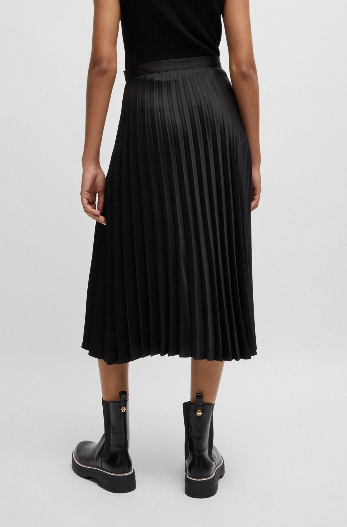 PLISSÉ MAXI SKIRT IN SATIN TWILL - 4