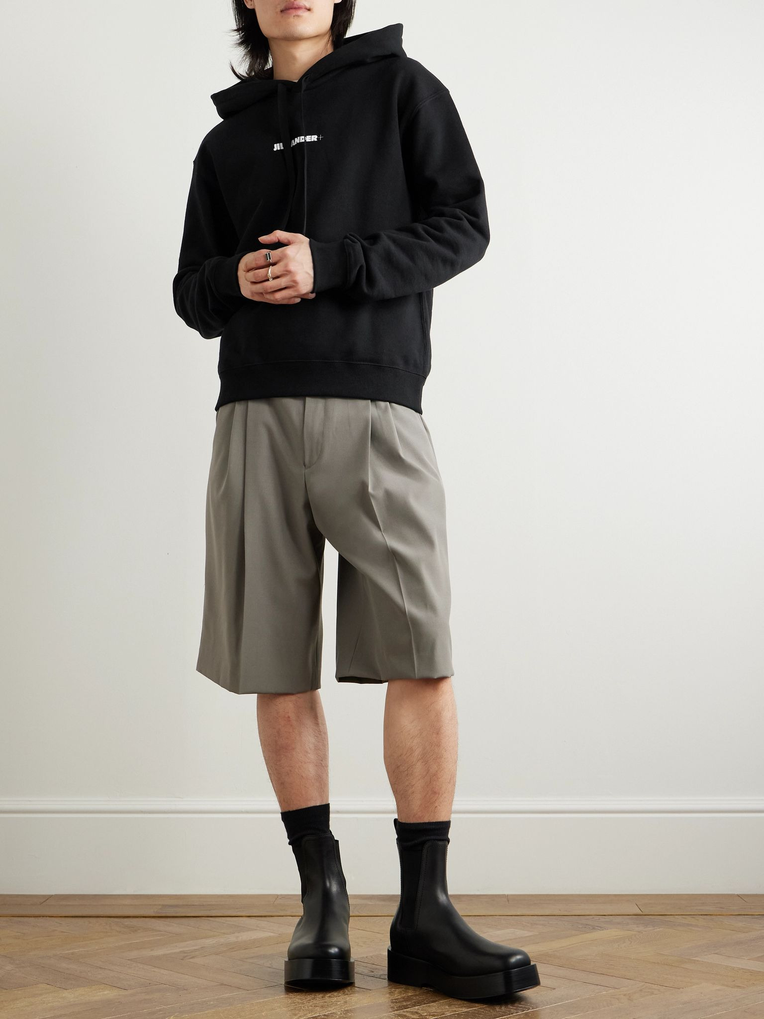 + Logo-Print Cotton-Jersey Hoodie Black - 2