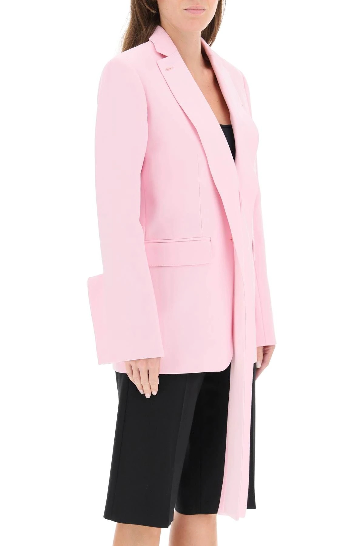 WOOL JACKET WITH EXTRA LONG LAPEL - 3