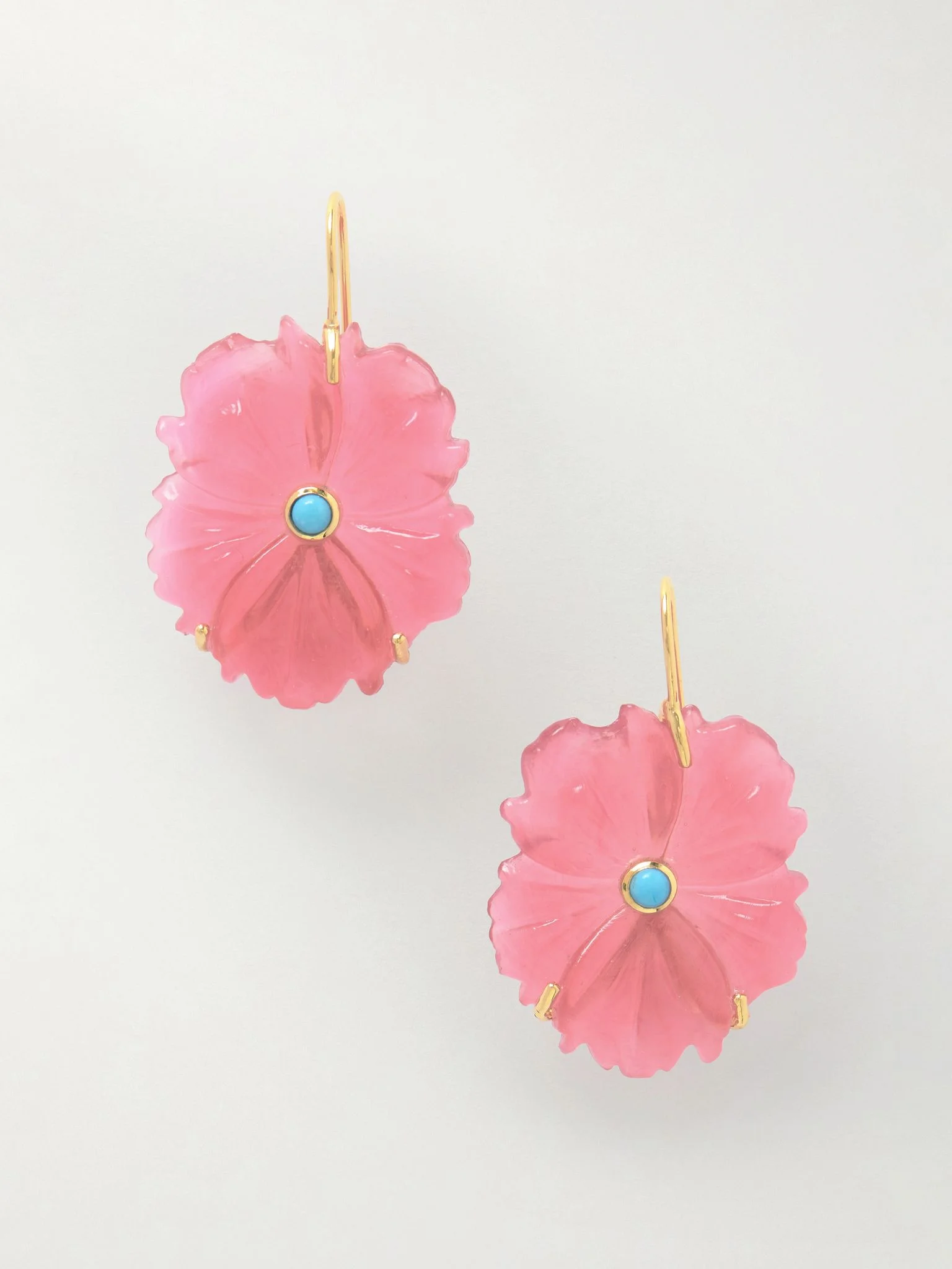 New Bloom gold-plated, glass and turquoise earrings Pink - 1