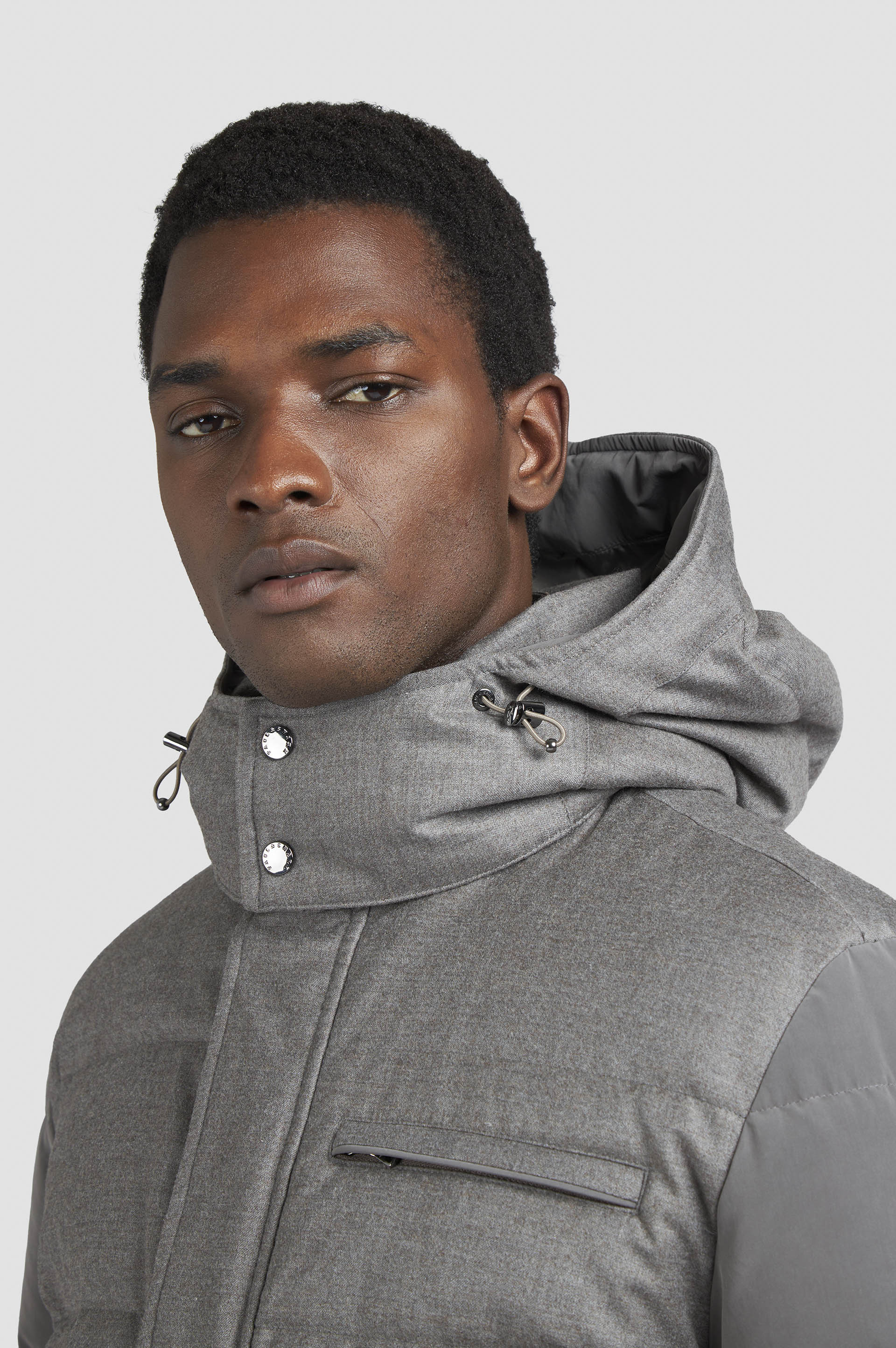 WOOL AND SILK PUFFER JACKET WITH CONTRAST INSERTS - 4