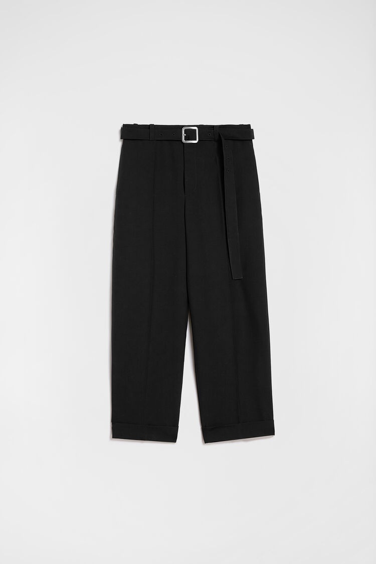 Wool Poplin Belted Trousers - 7