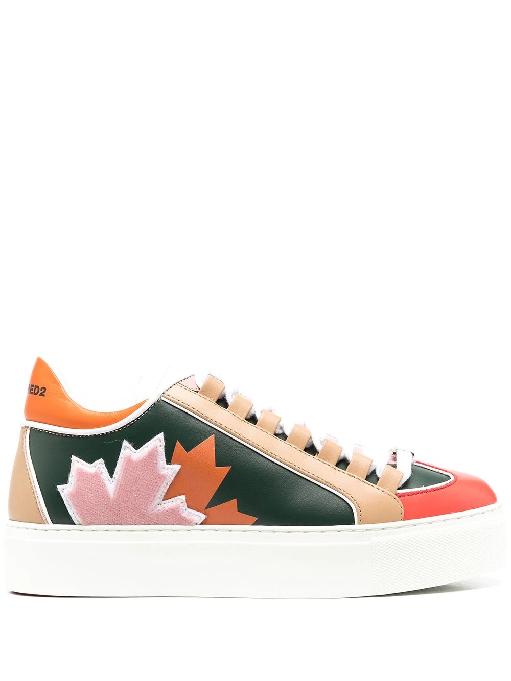 colour-block leather sneakers - 1