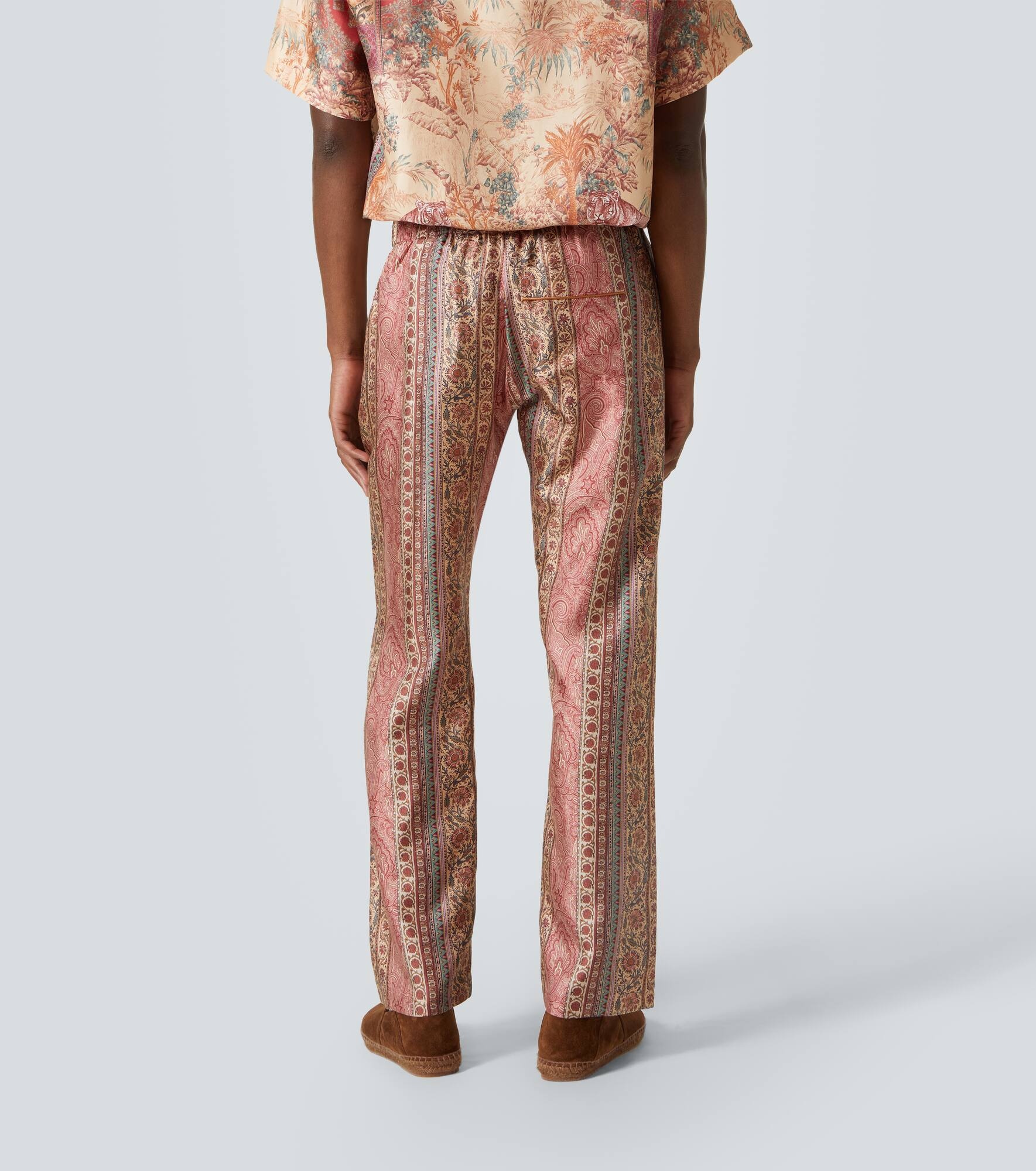 Paisley printed silk straight pants - 4