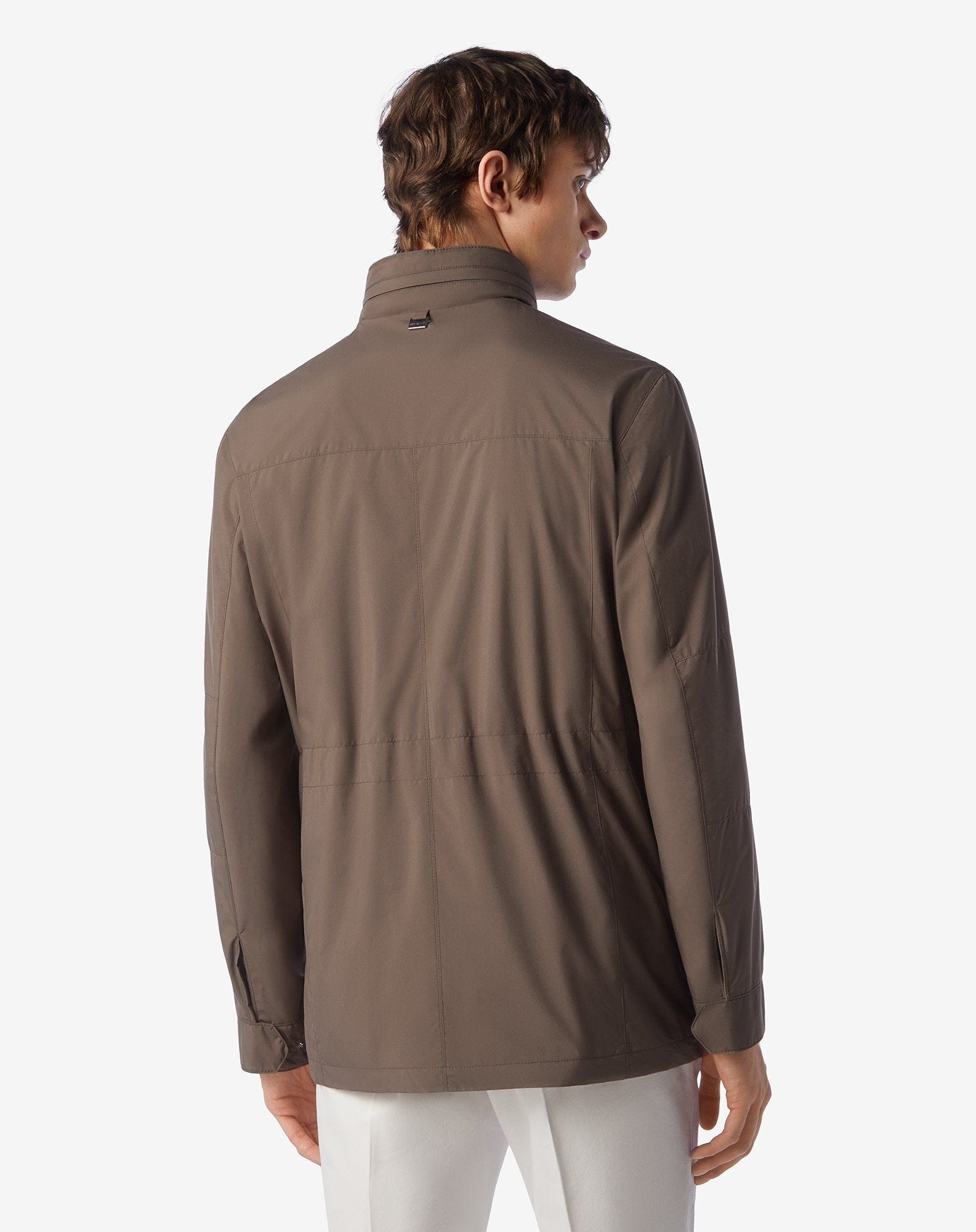Brown technical poplin field jacket - 4