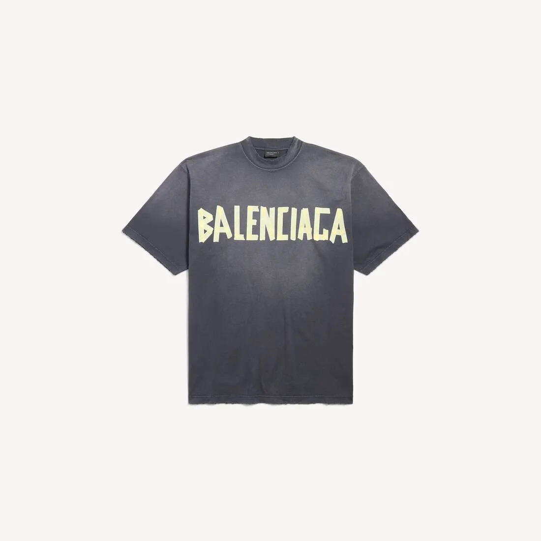 Tape Type T-shirt Medium Fit in Black Faded - 1
