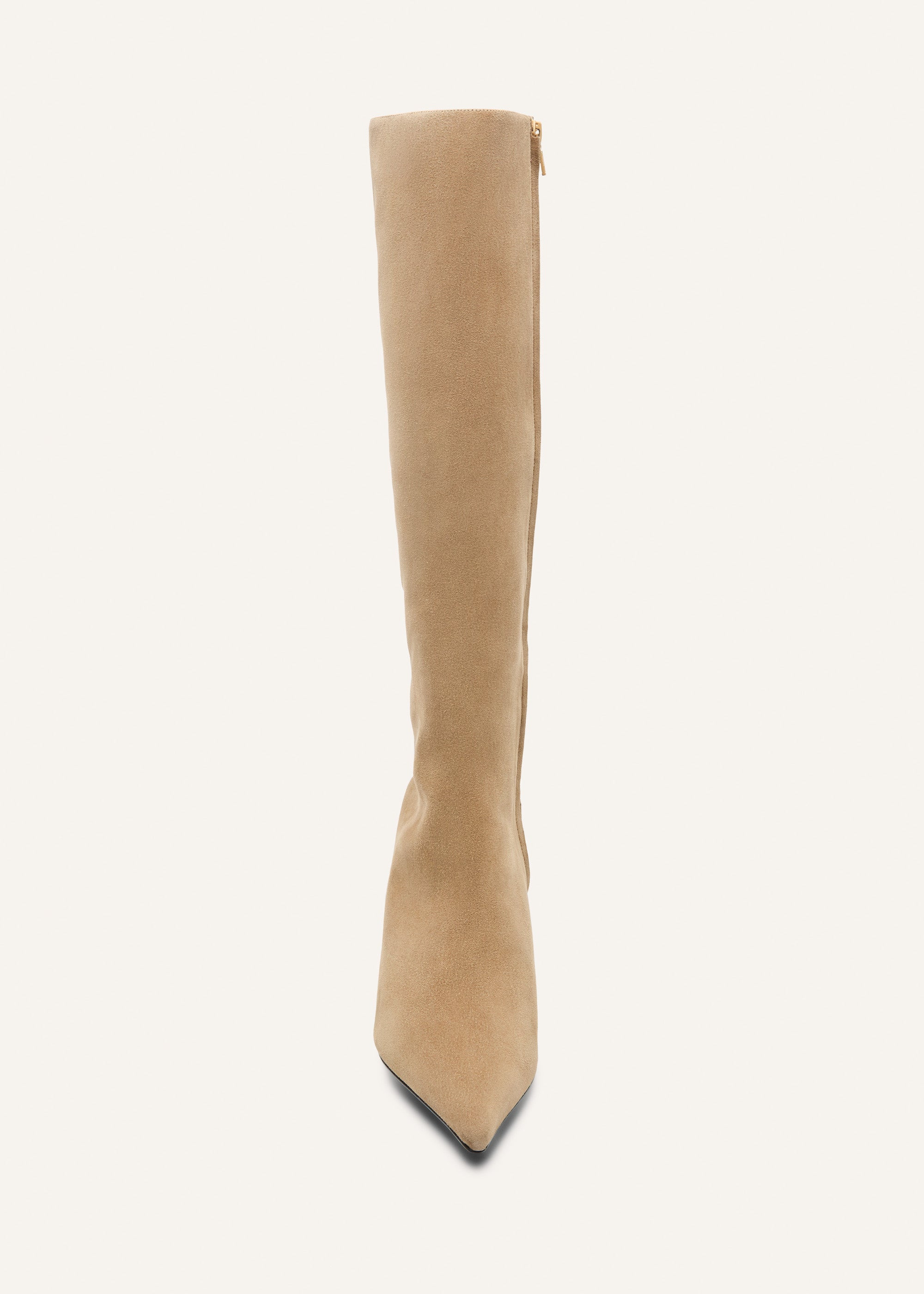 Pointed suede knee boots in red - 4