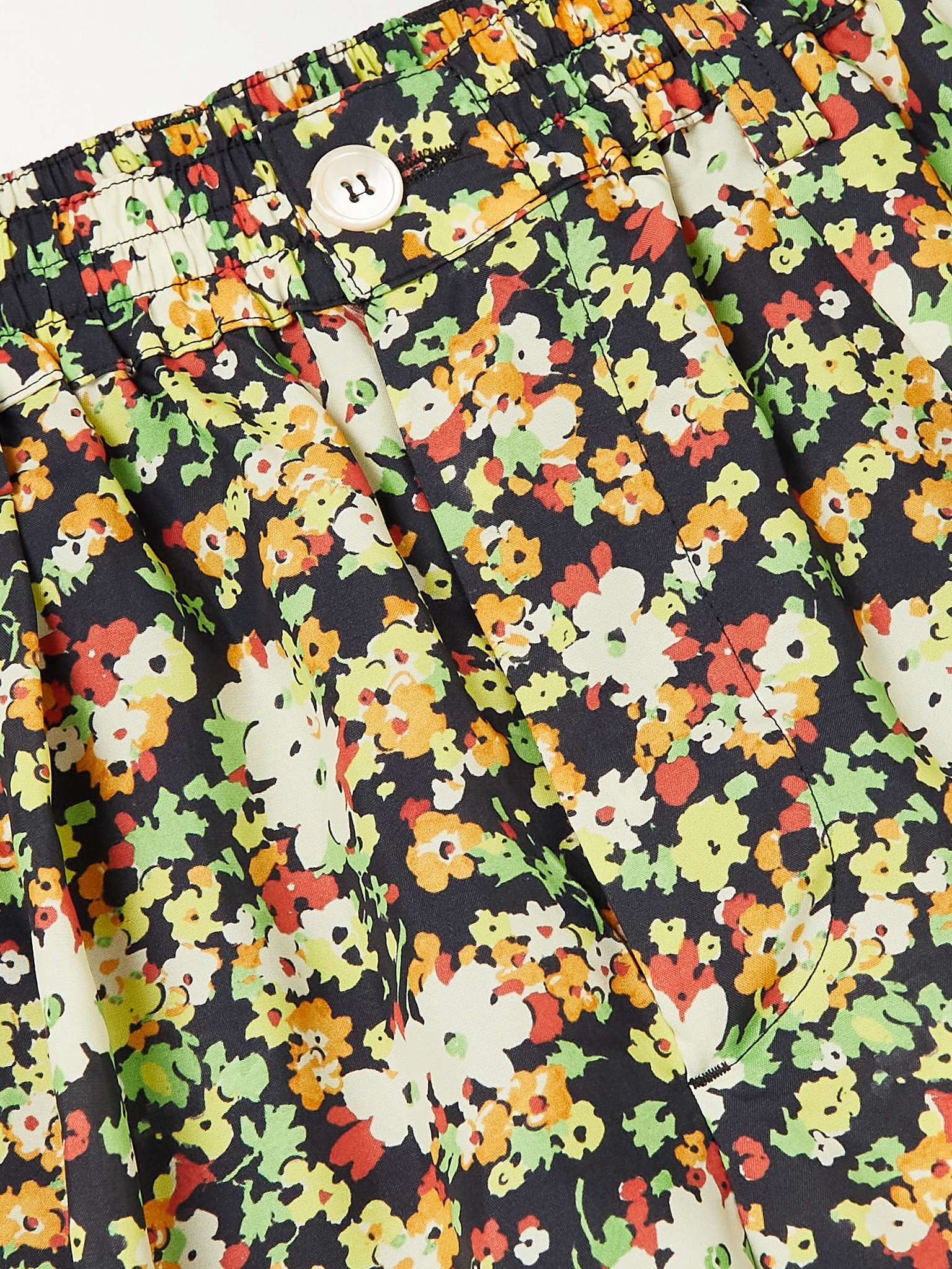 Wide-Leg Pleated Floral-Print Woven Bermuda Shorts - 5