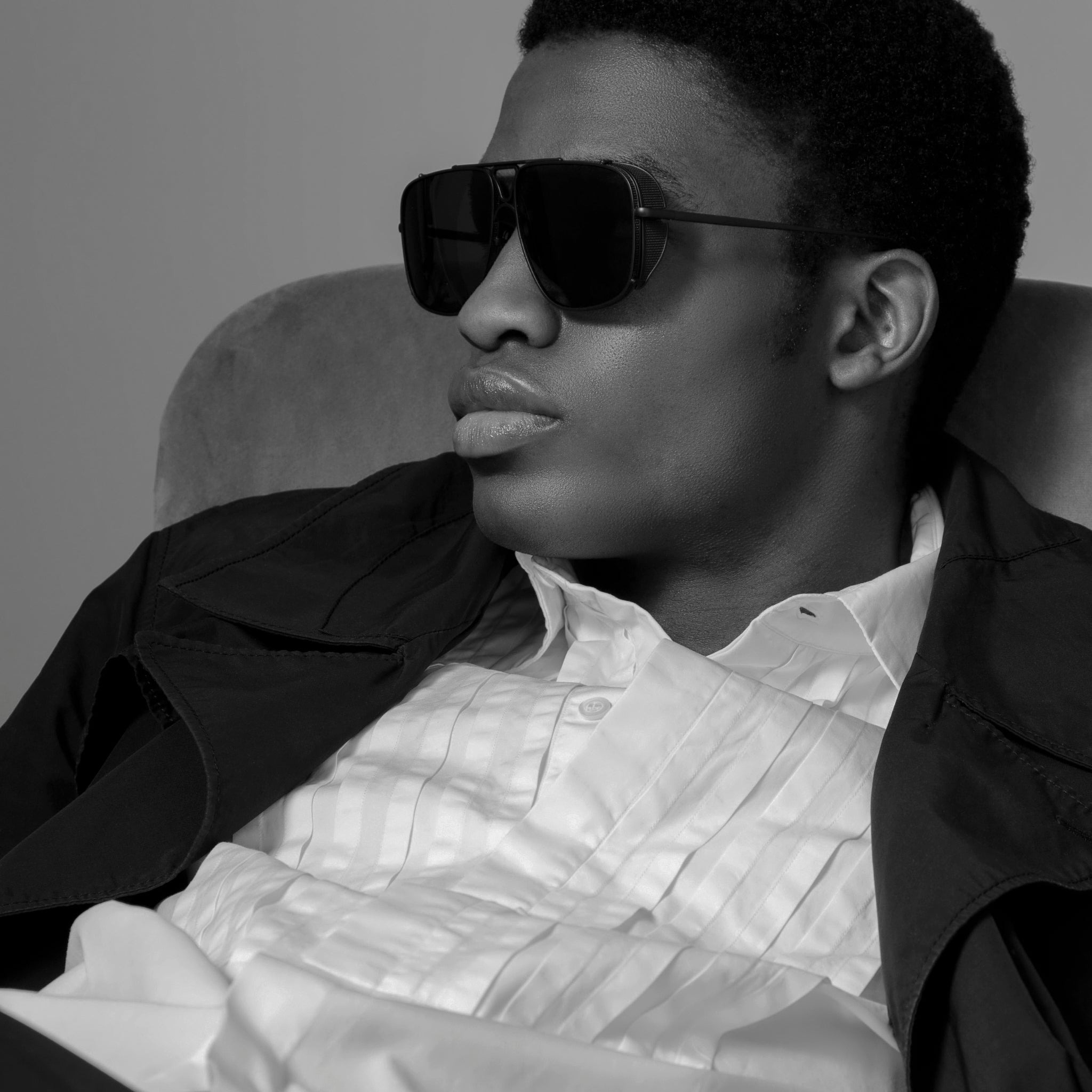 ENZO AVIATOR SUNGLASSES IN MATT NICKEL AND GREY - 2