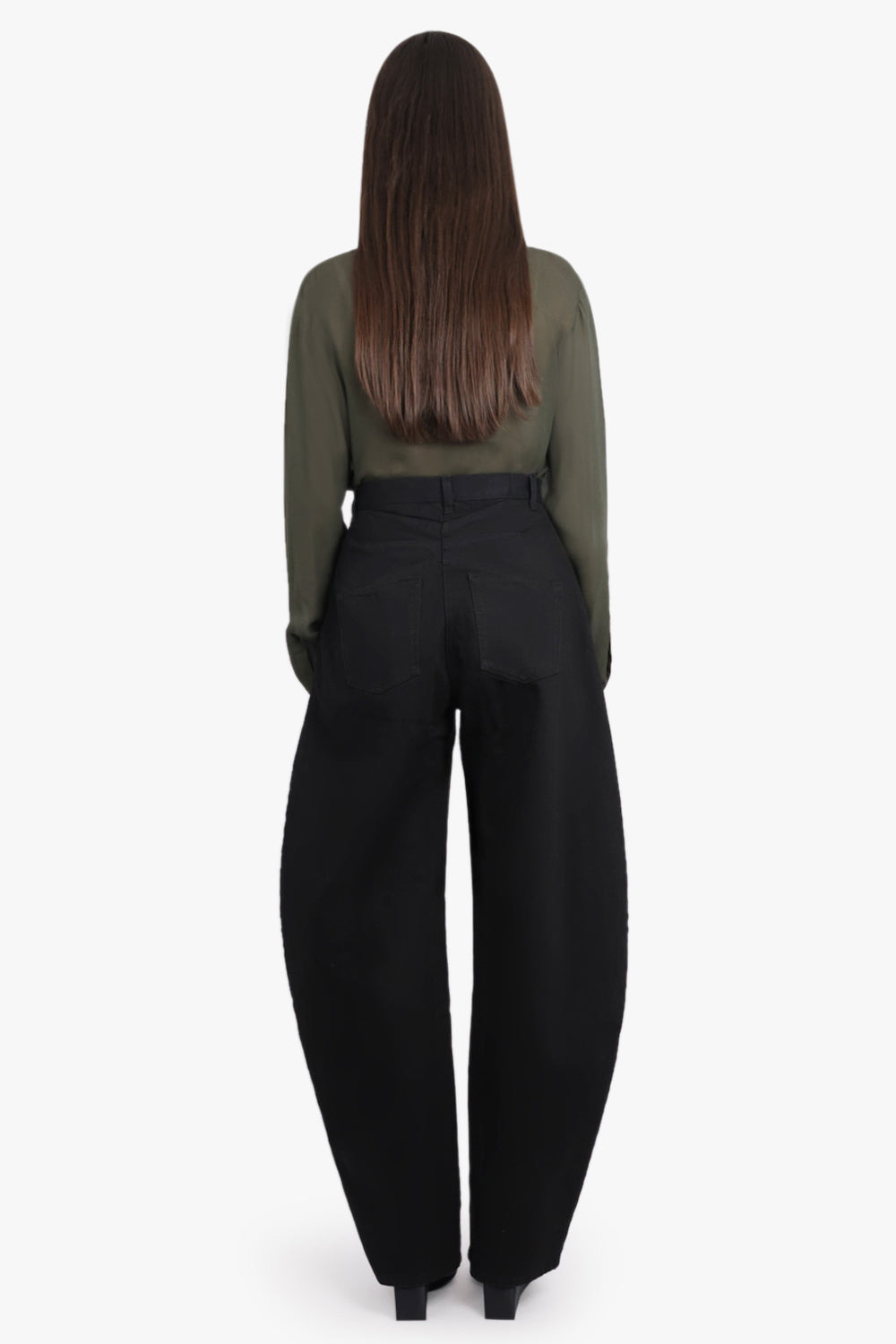 ROUND BALLOON LEG JEANS | BLACK - 5