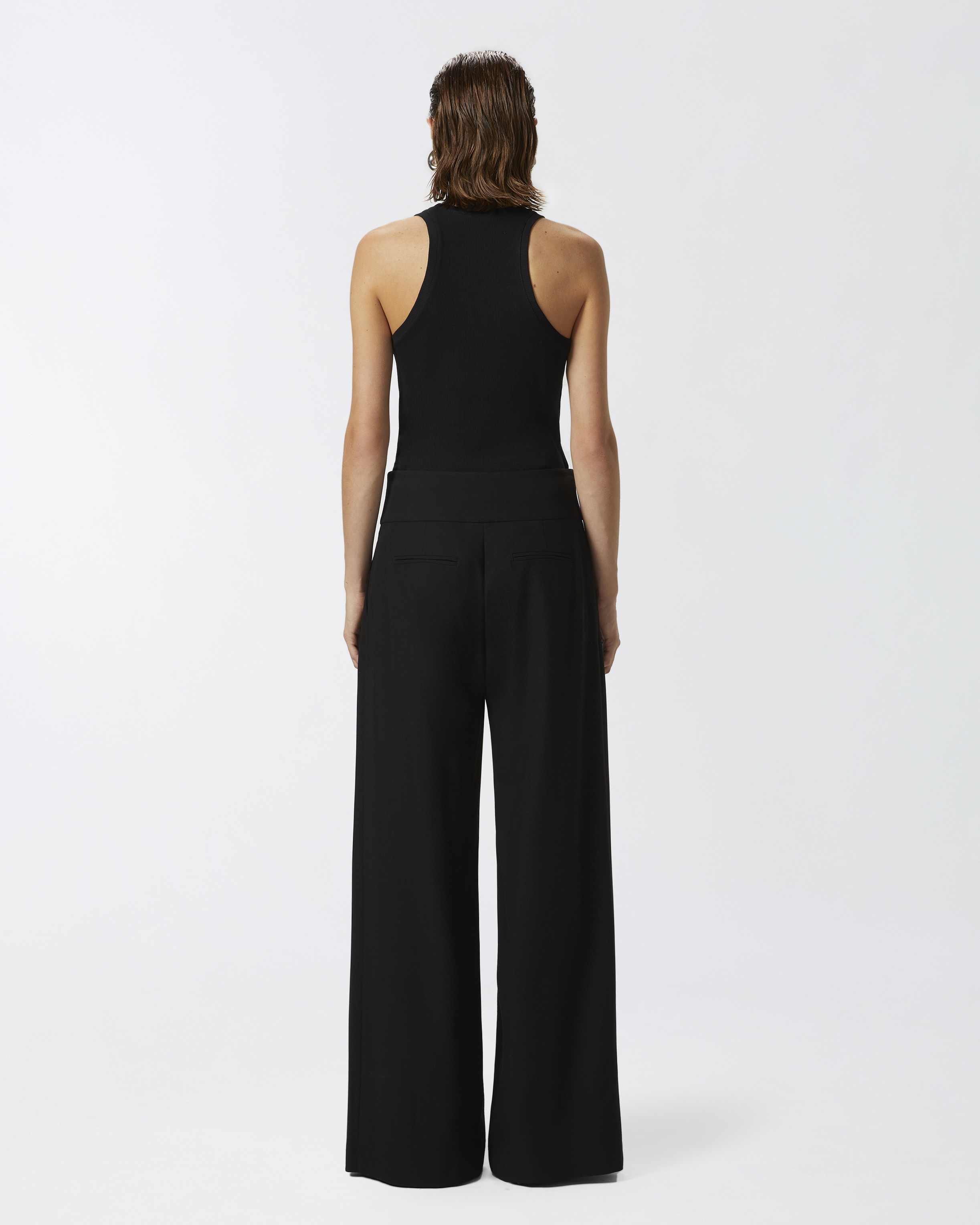 ELEGANT WIDE-LEG TROUSERS WITH DARTS - 4