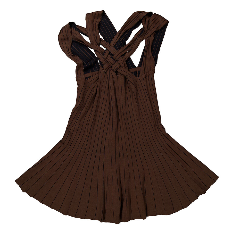 Y / Project Ladies Brown Braided Neck Knit Dress - 2