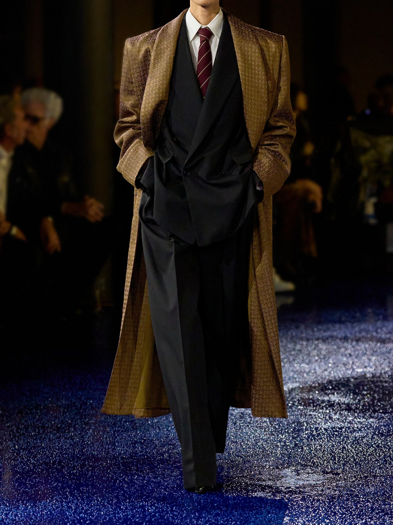 Belted jacquard coat Metallic - 5