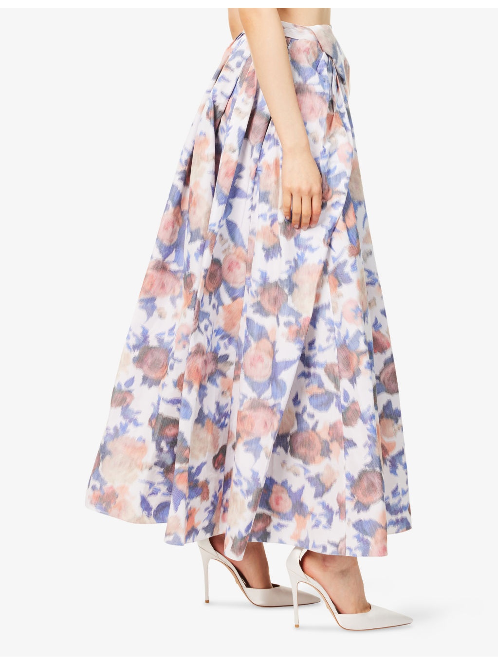 Floral Flared Cotton-Blend Midi Skirt - 3