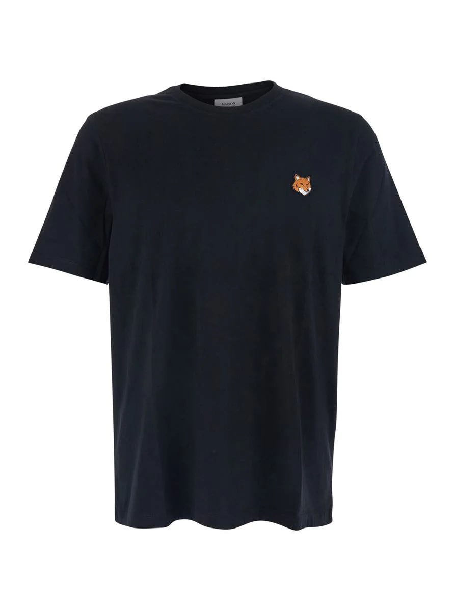 Maison Kitsuné Black T-Shirt With Fox Head Patch In Cotton Man - 1