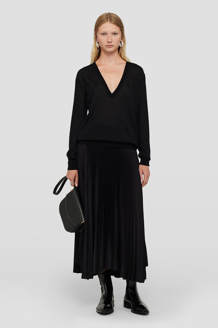 【送料&関税込】Jil Sander Long Pleated Skirt Jil Sander Pleated Skirt | Black | FARFETCH