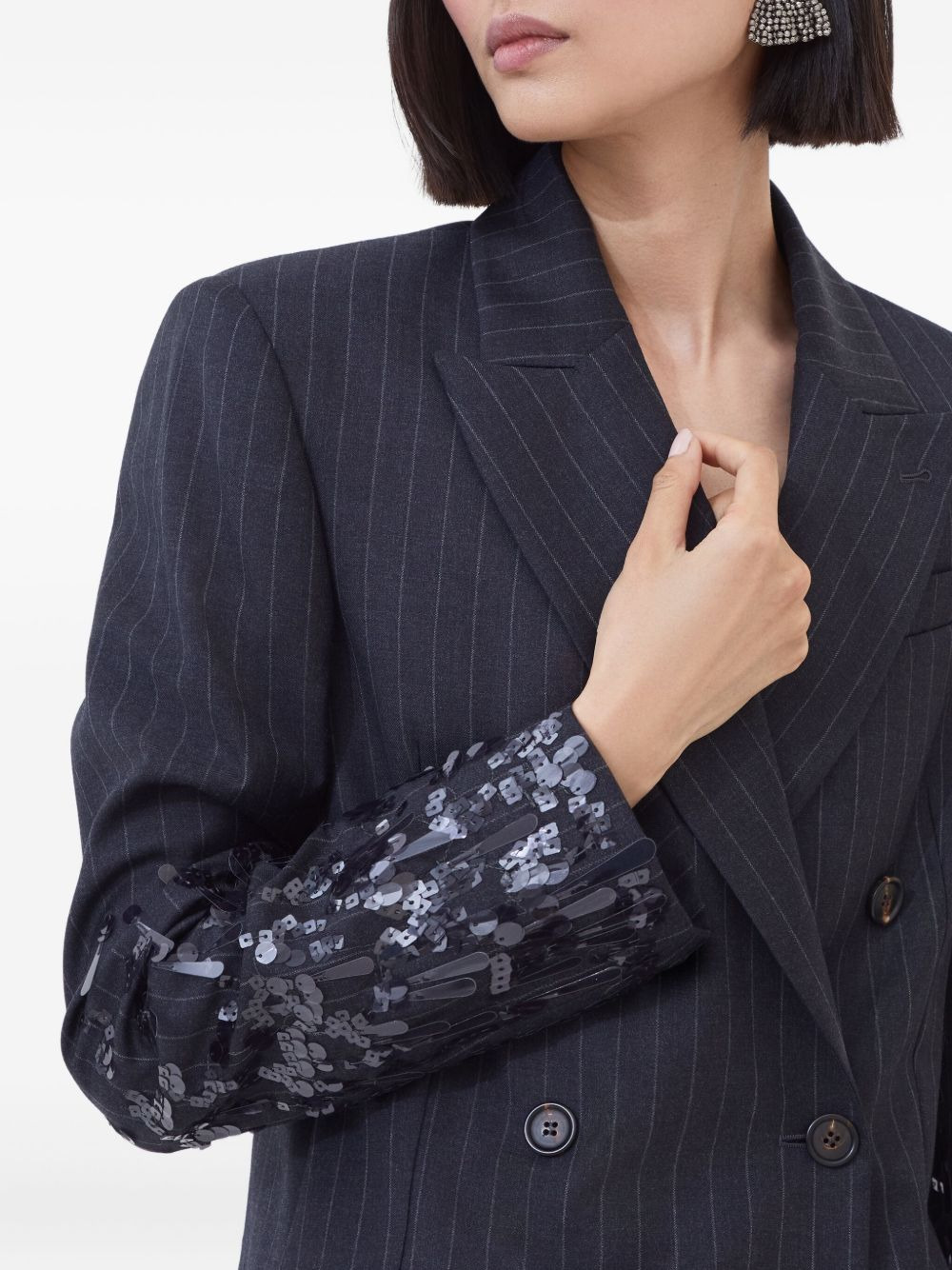 pinstripe sequin-embellished blazer - 5