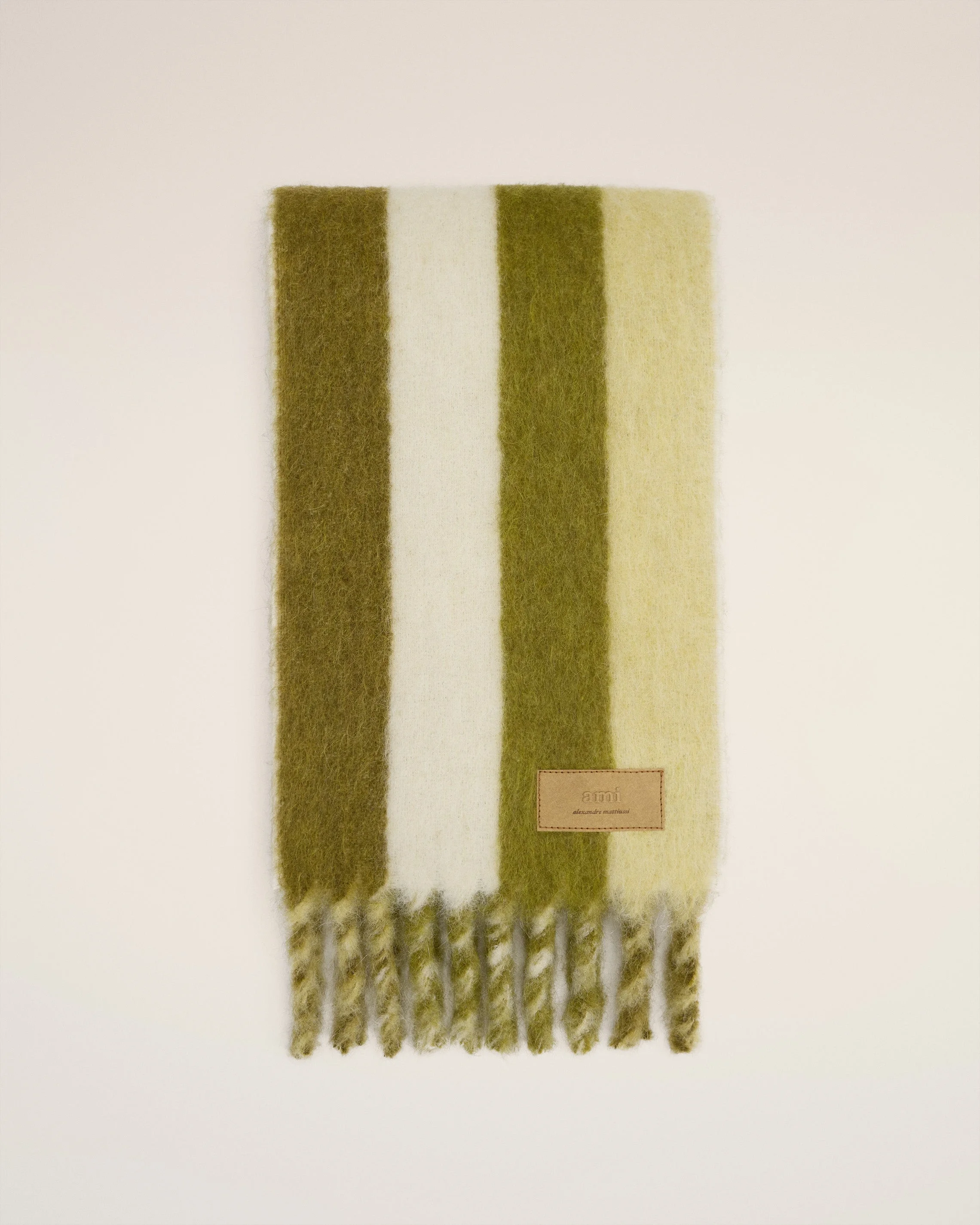 GREEN ALPACA STRIPED SCARF - 1