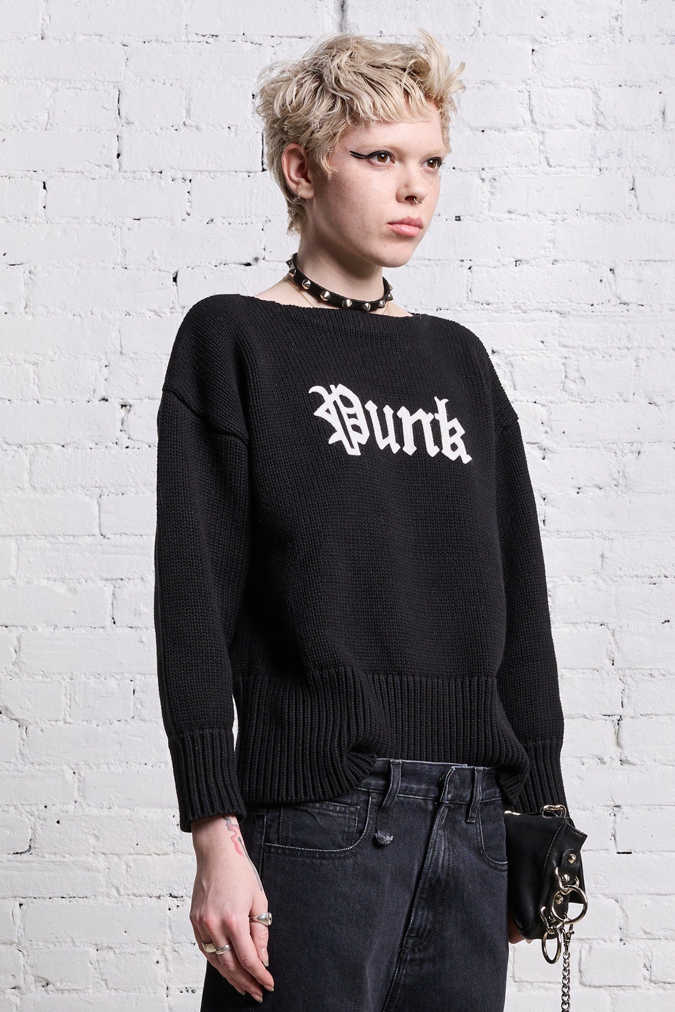 SHRUNKEN PUNK SWEATER - GOTHIC BLACK - 5