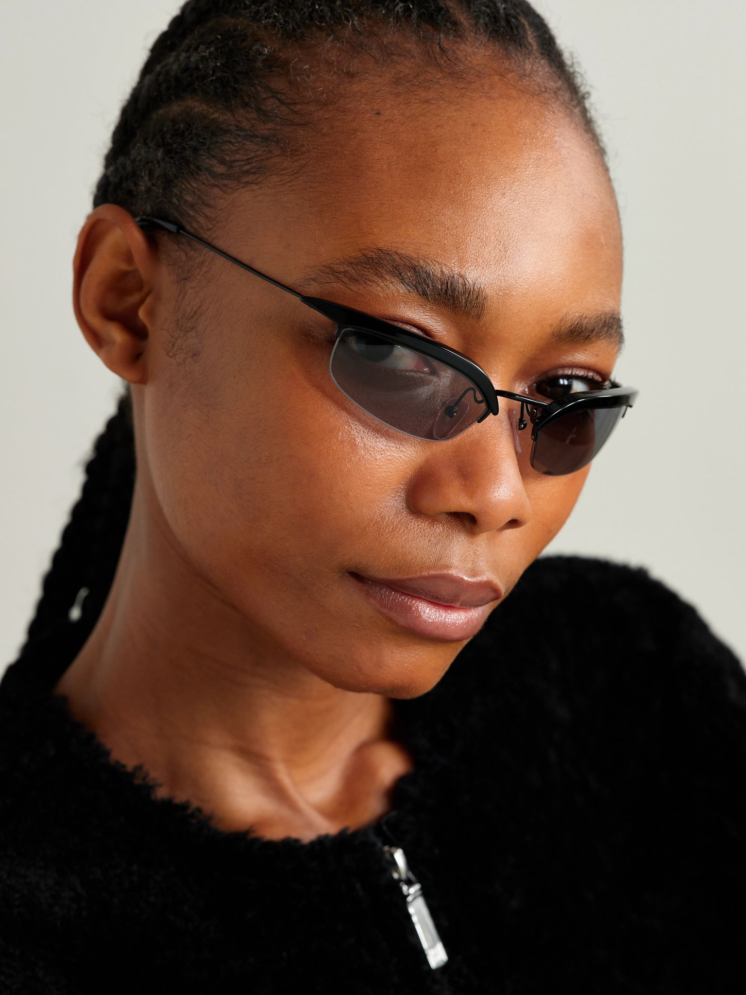 D-frame acetate and metal sunglasses Black - 2