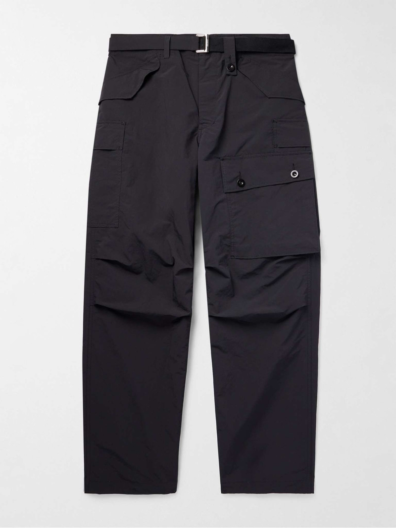 Straight-Leg Belted Shell Cargo Trousers 1