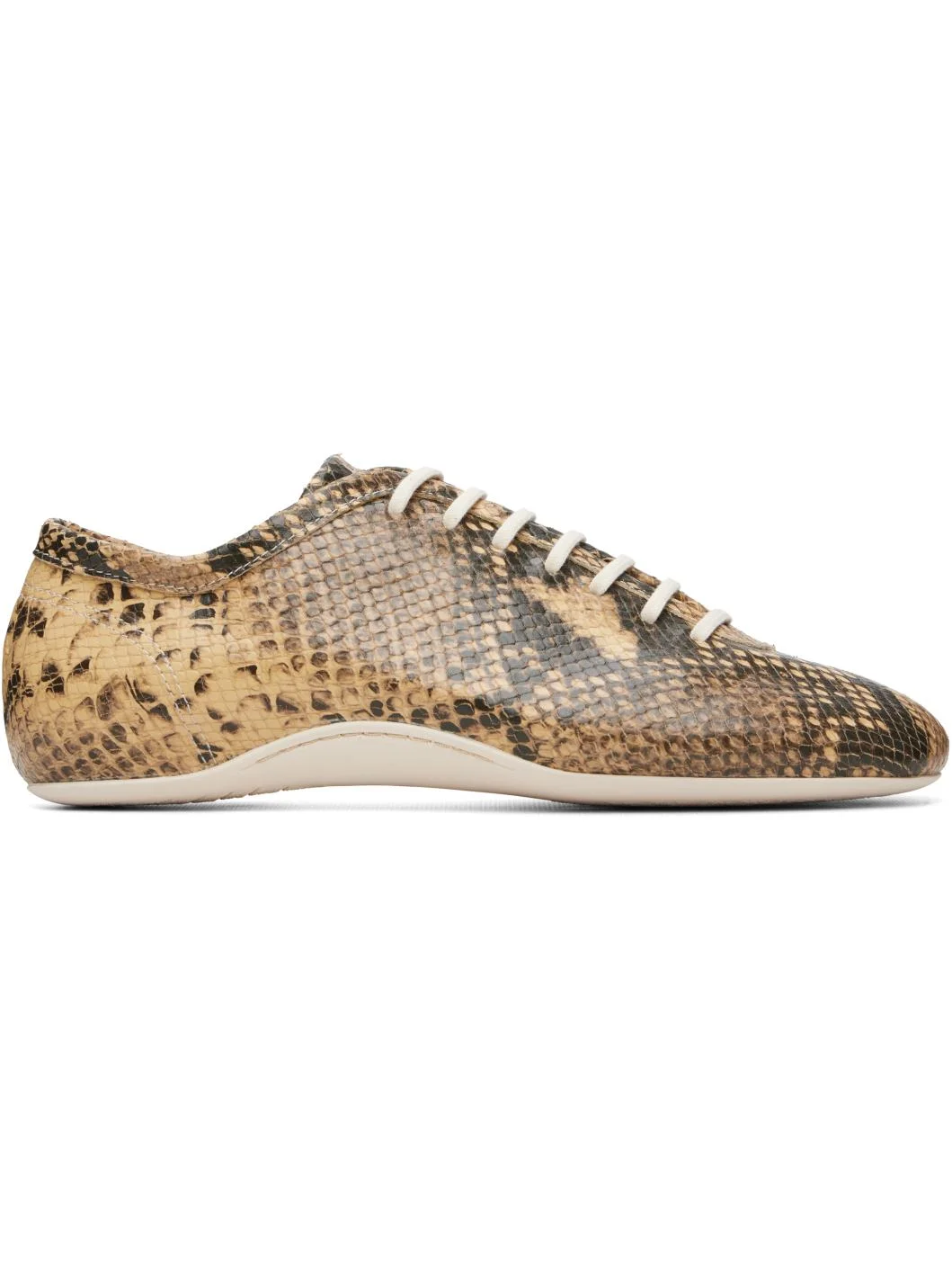 Beige Leather Ballerina Sneakers - 1