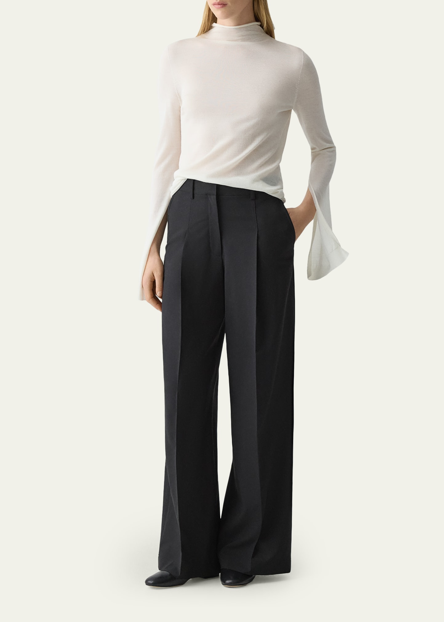 Pleated Wide-Leg Trousers - 2