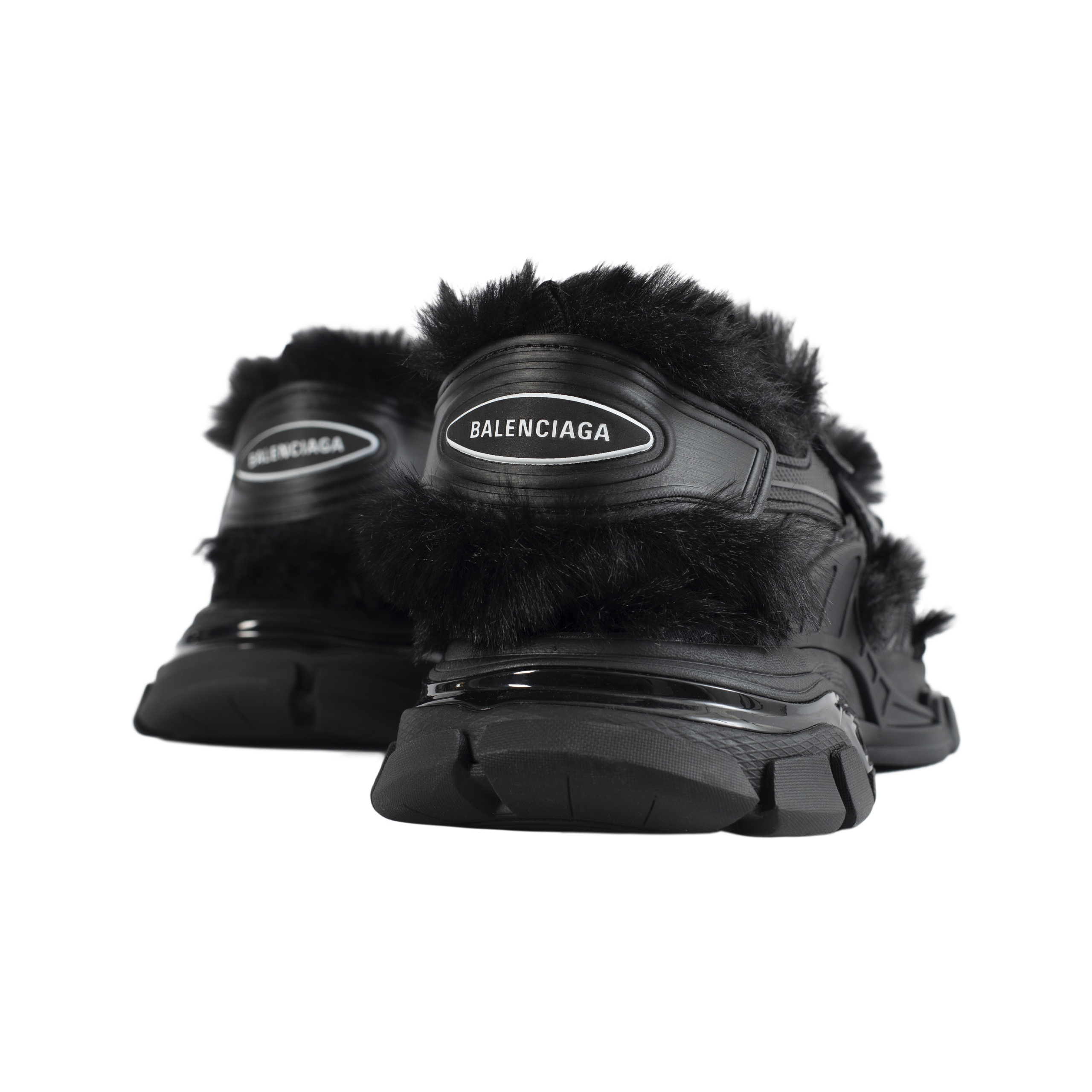 TRACK SANDAL FAKE FUR IN BLACK - 4