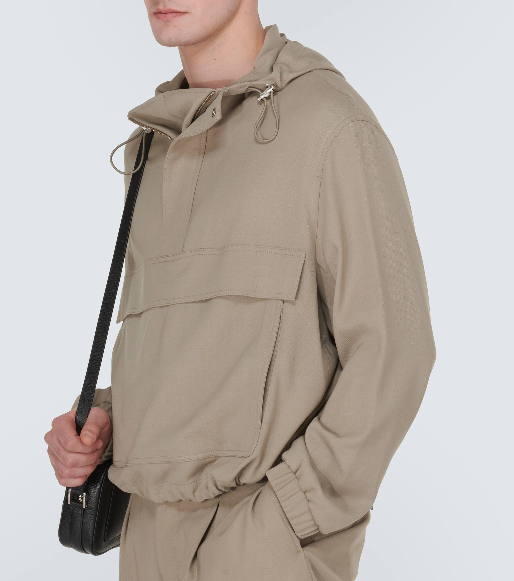 Hooded half-zip twill jacket - 5