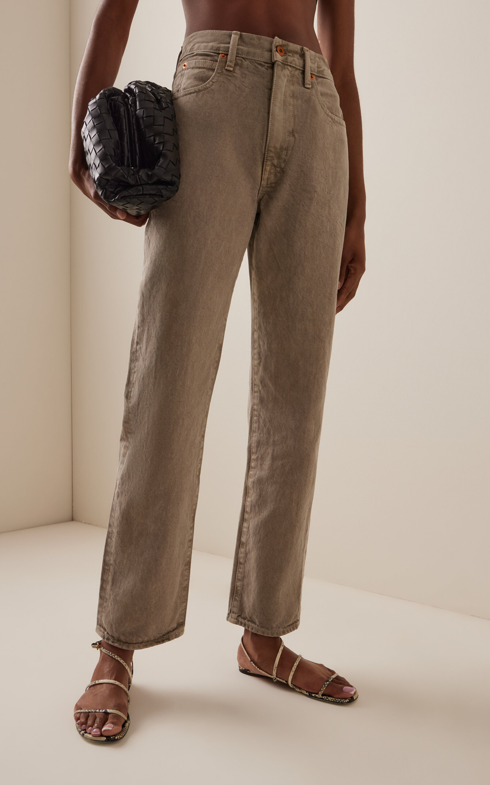 London Rigid High-Rise Straight-Leg Jeans brown - 3