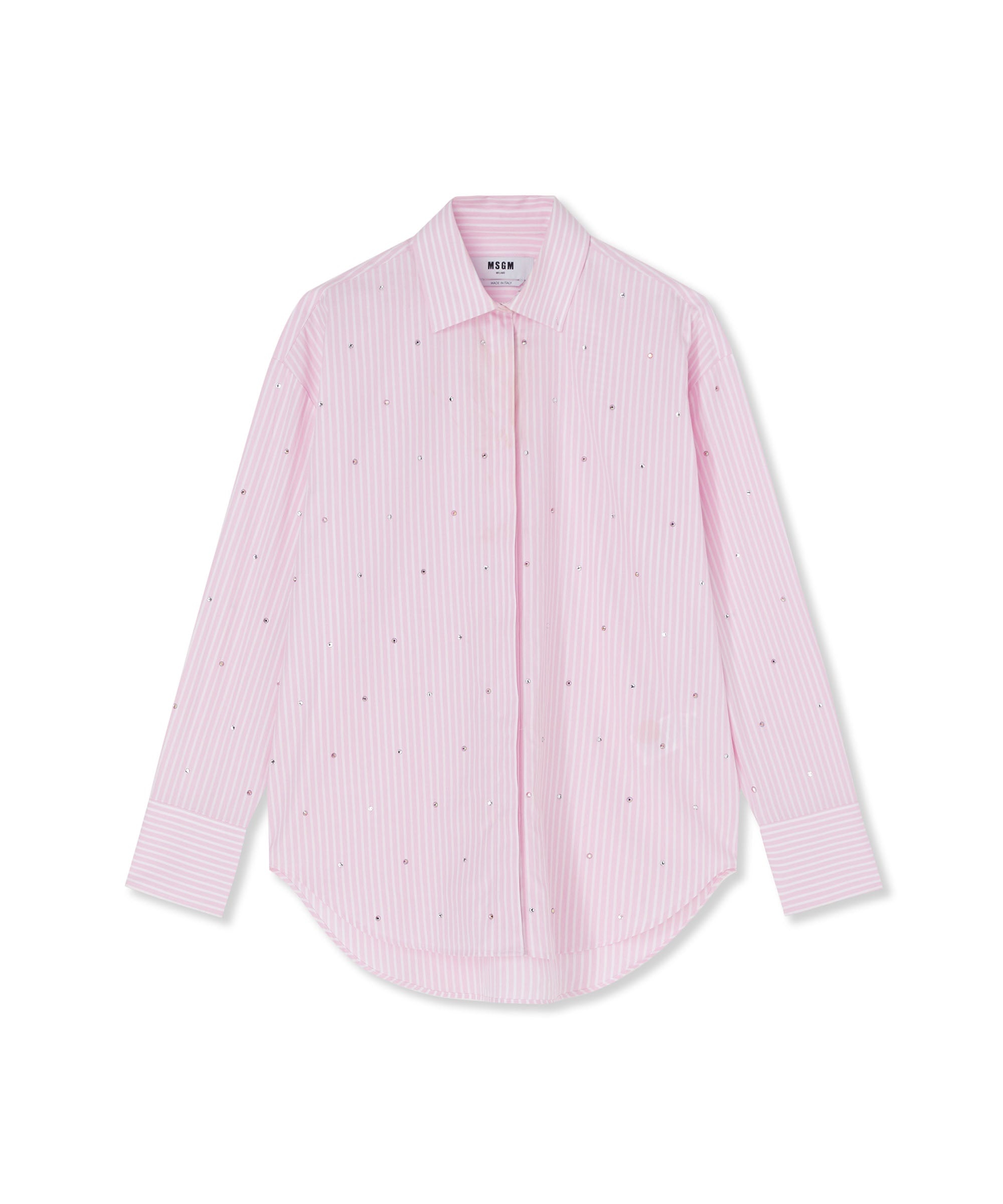 Poplin shirt with rhinestone application - 1