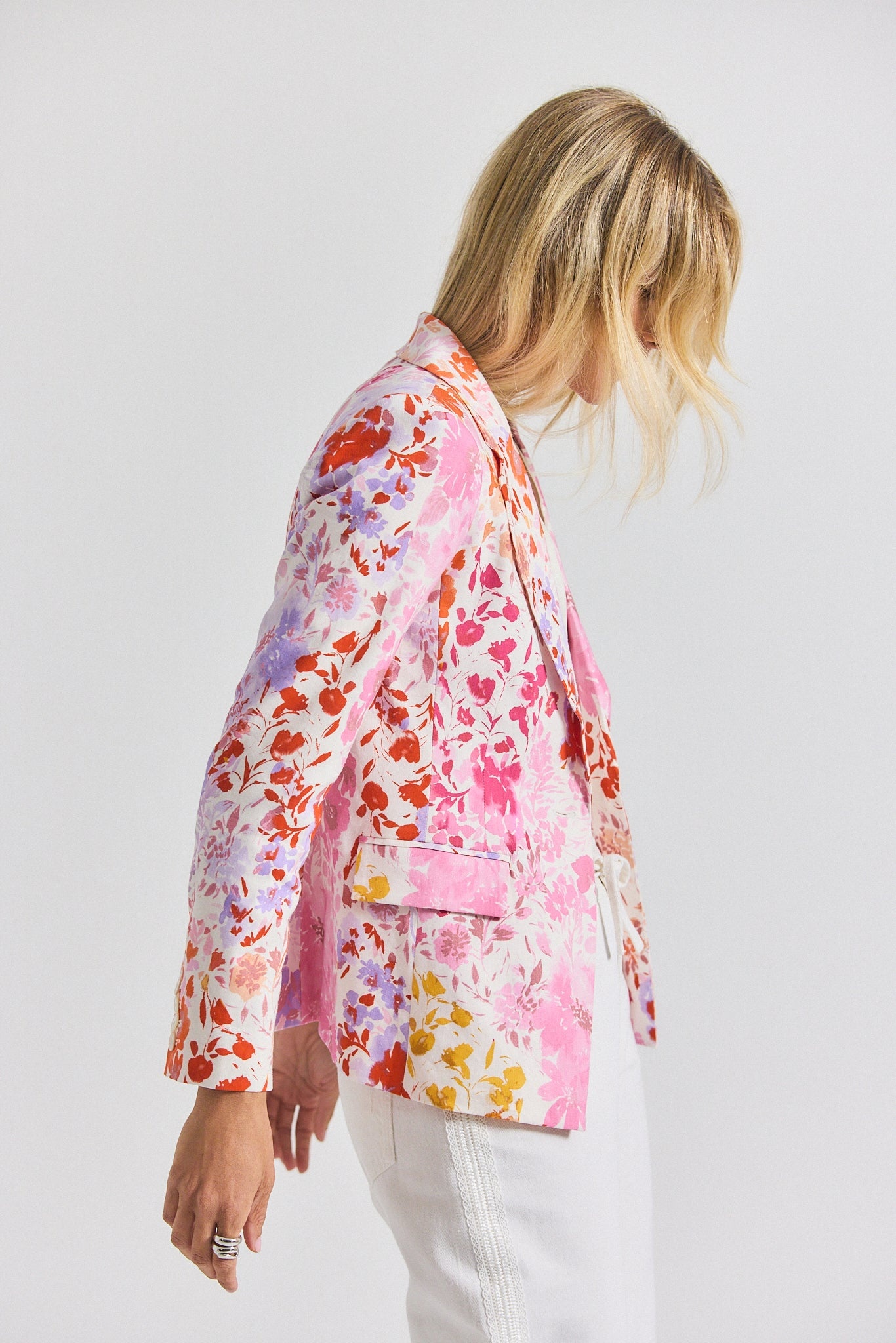 IRINA FLORAL PRINTED STRETCH LINEN BLAZER - 5