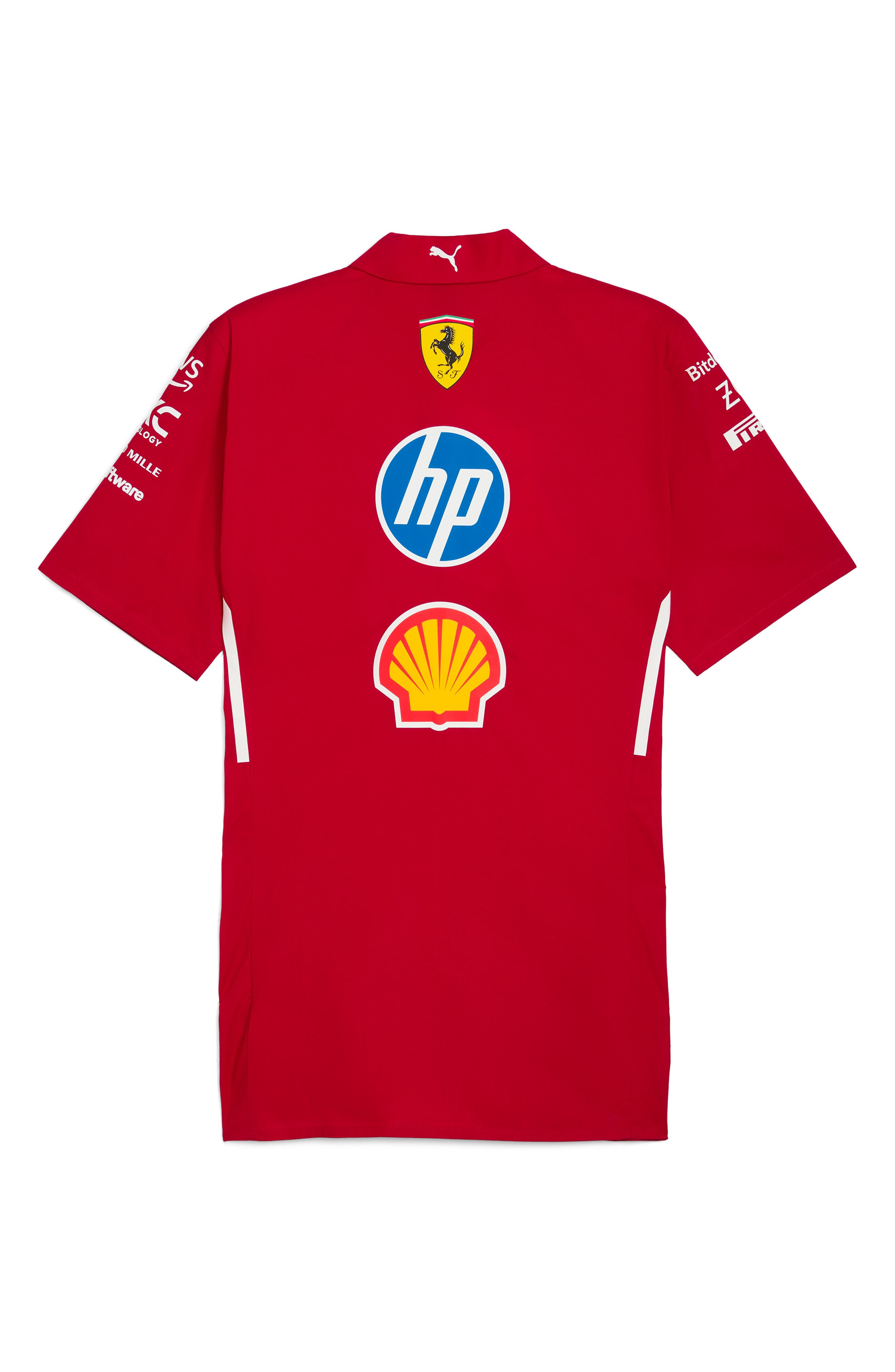 PUMA Scuderia Ferrari 2025 Team Short Sleeve Stretch Cotton Poplin Button-Up Shirt in Dark Cherry at - 4