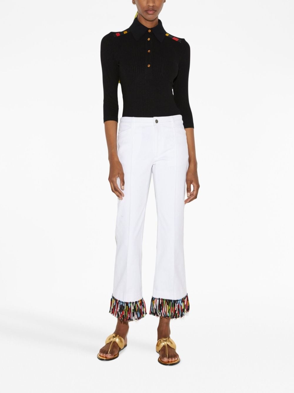 fringe-detailing cropped trousers - 2