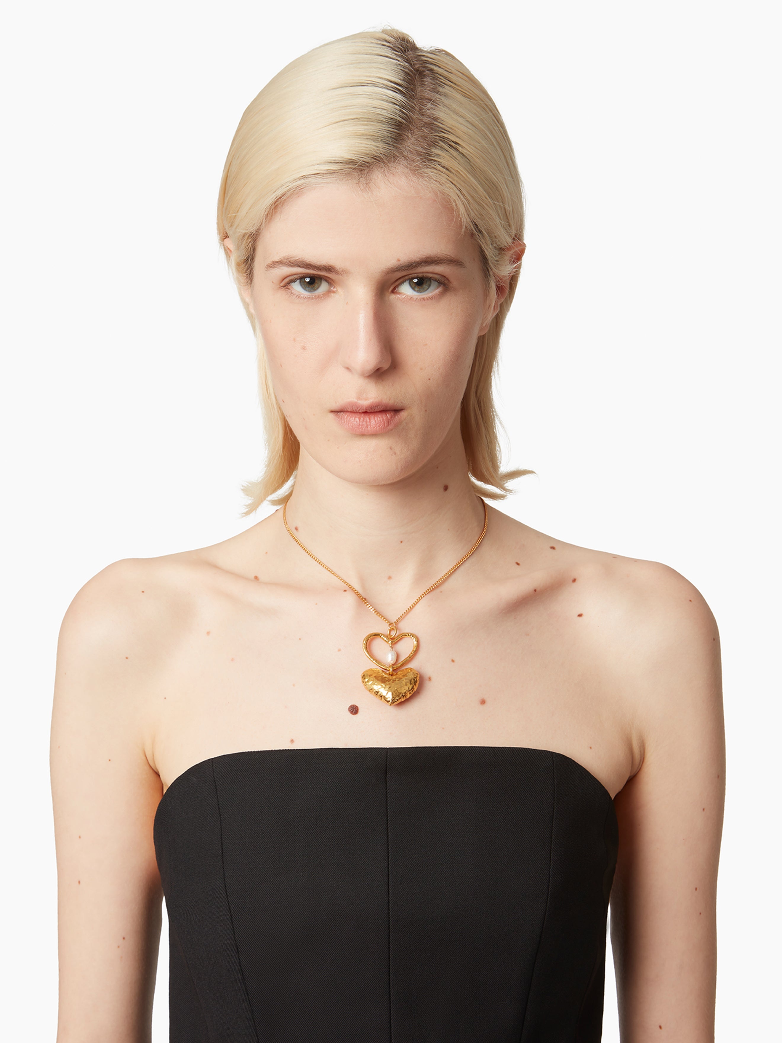 DOUBLE HEART NECKLACE IN BRASS - 3