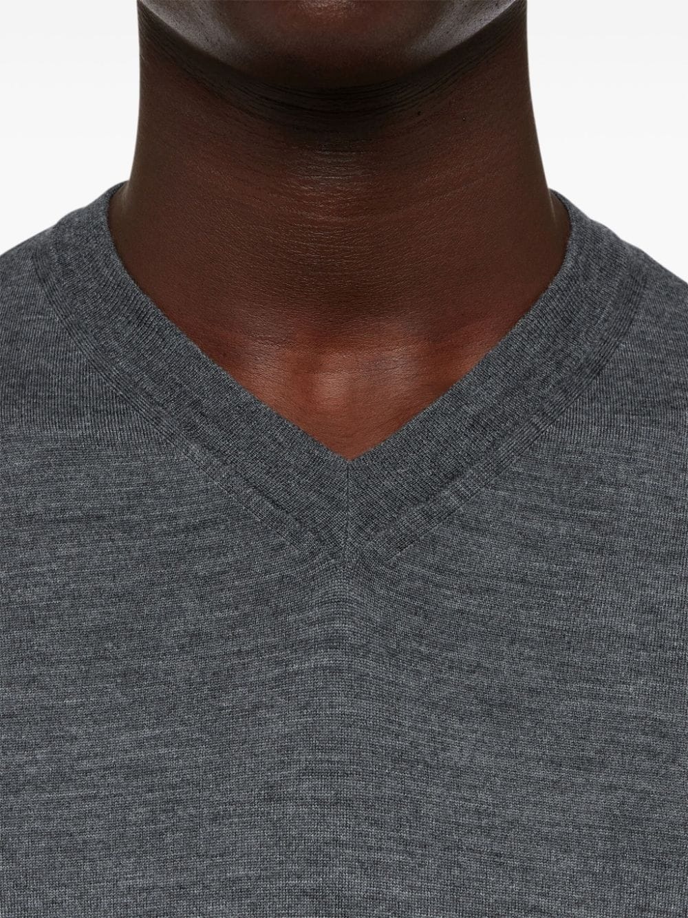 v-neck charcoal wool sweater - 5