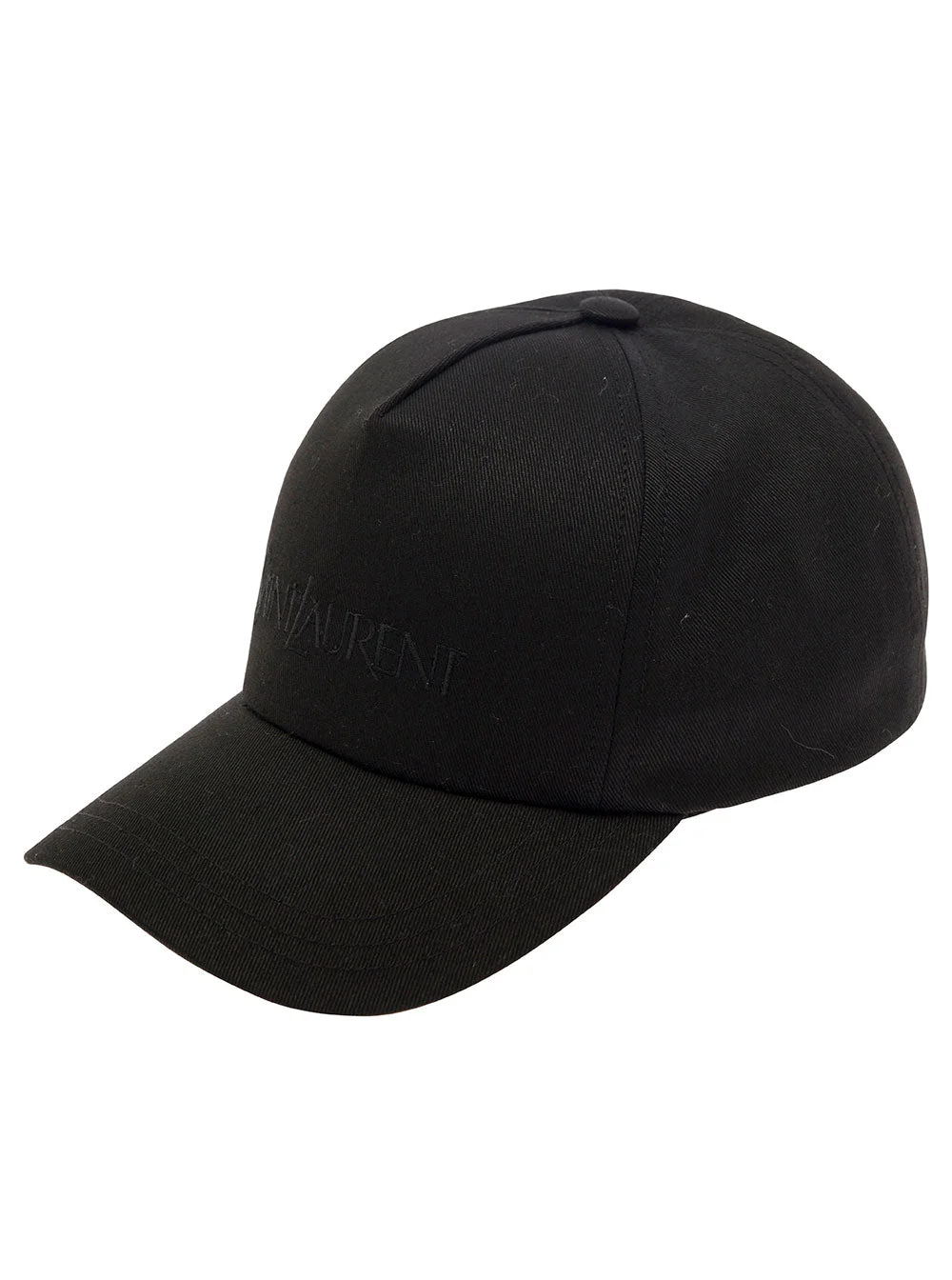 Saint Laurent Women Black Baseball Cap With Tonal Embroidery In Cotton And Linen Woman - 1