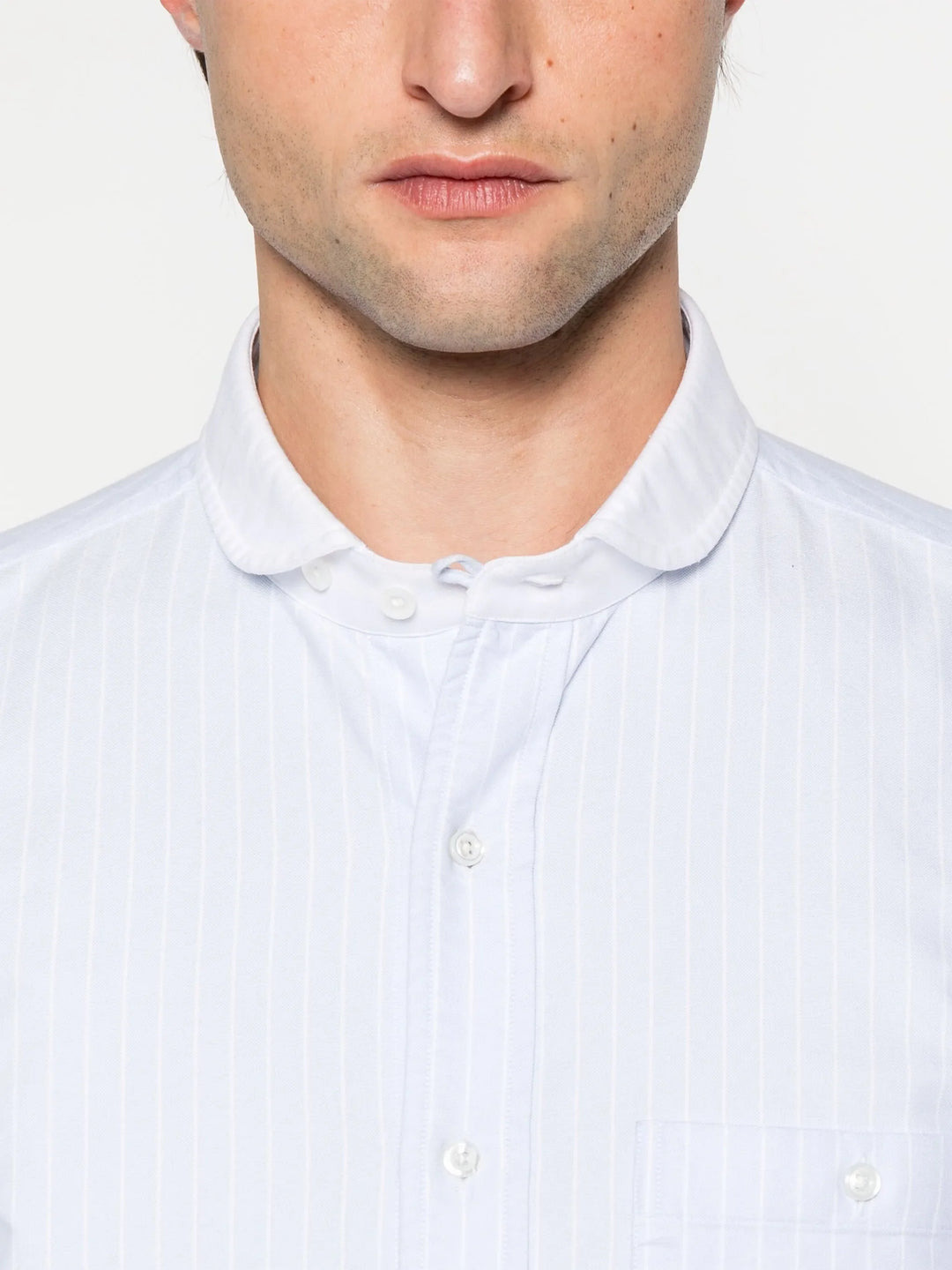 Pinstripe Oxford Shawl Collar Shirt Men - 5