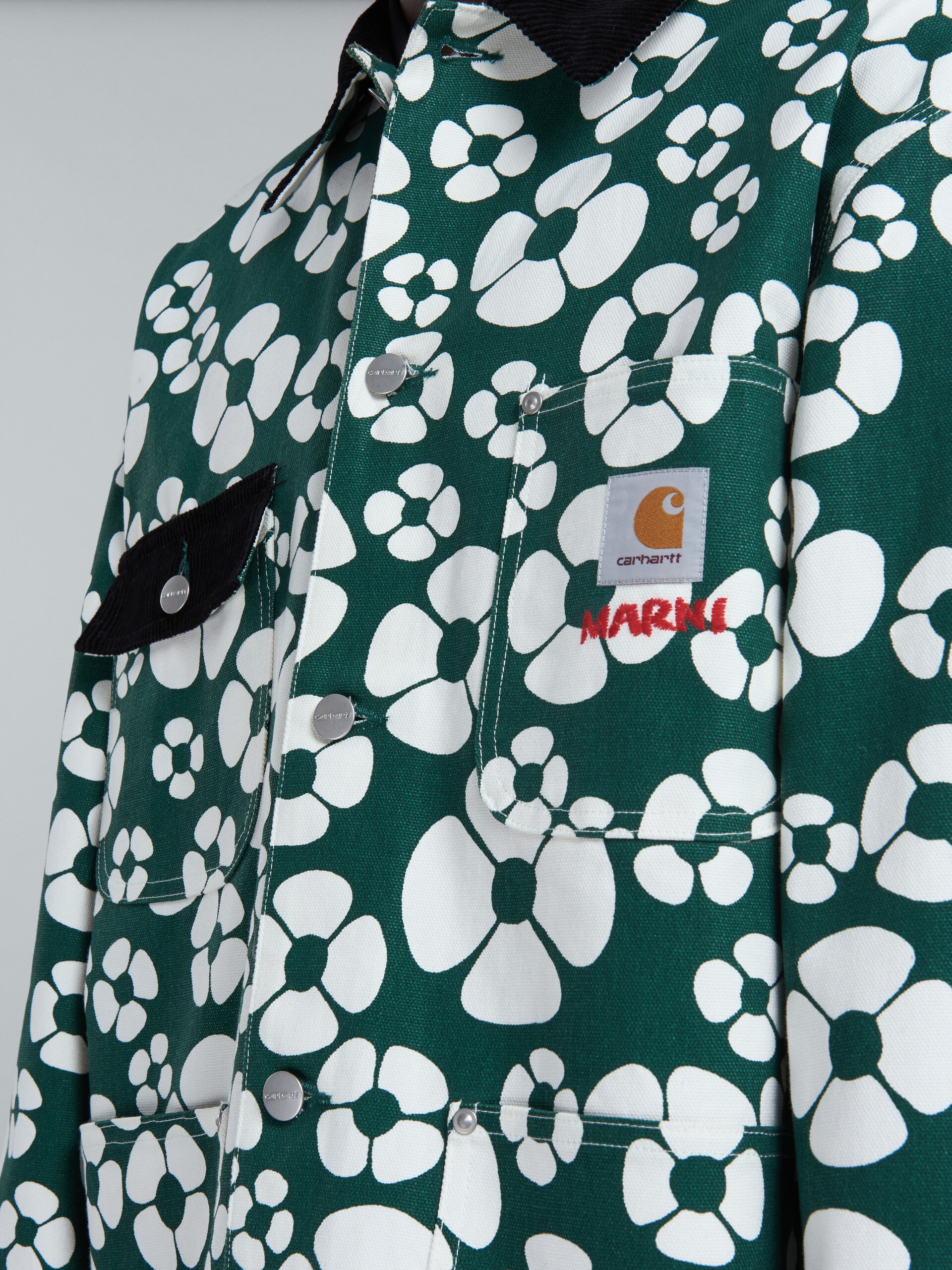 MARNI X CARHARTT WIP - GREEN LONG-SLEEVED FLORAL JACKET - 5