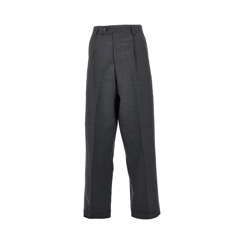 Mfpen Patch Tropical Wool Pants Grey Men - 1