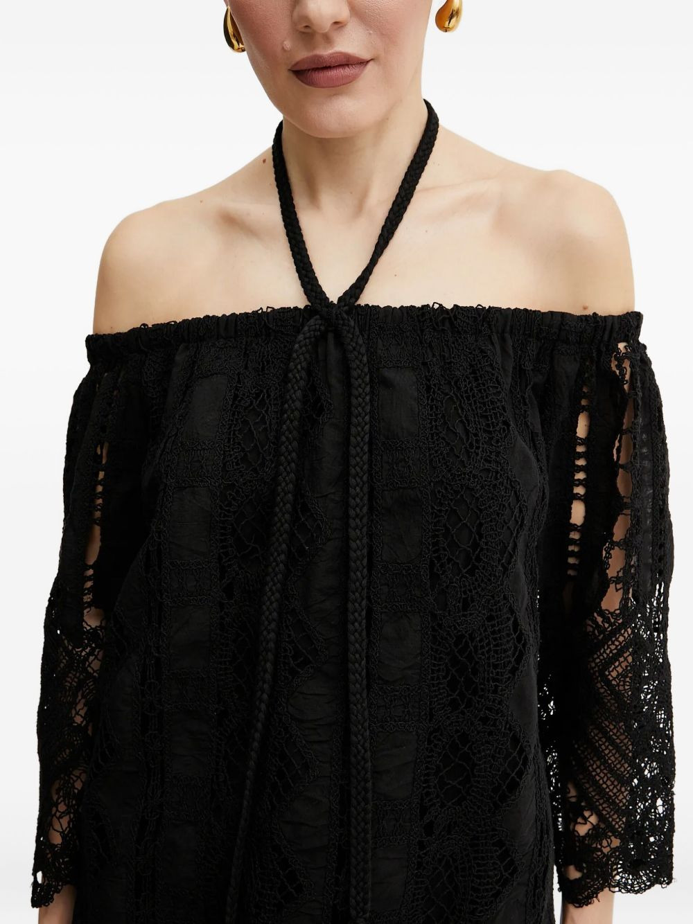 off-shoulder lace top - 5
