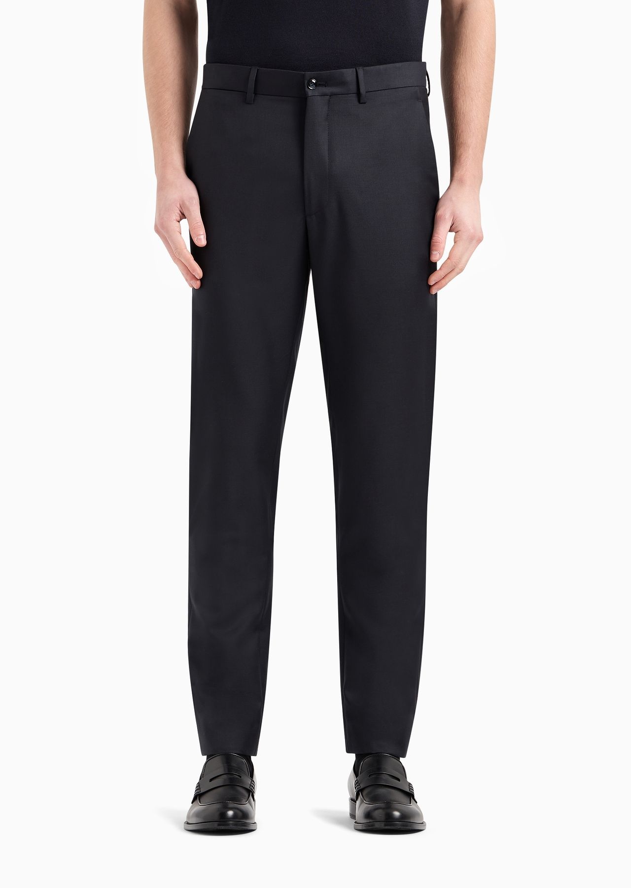 Flat-front trousers in wool and cashmere gabardine - 2