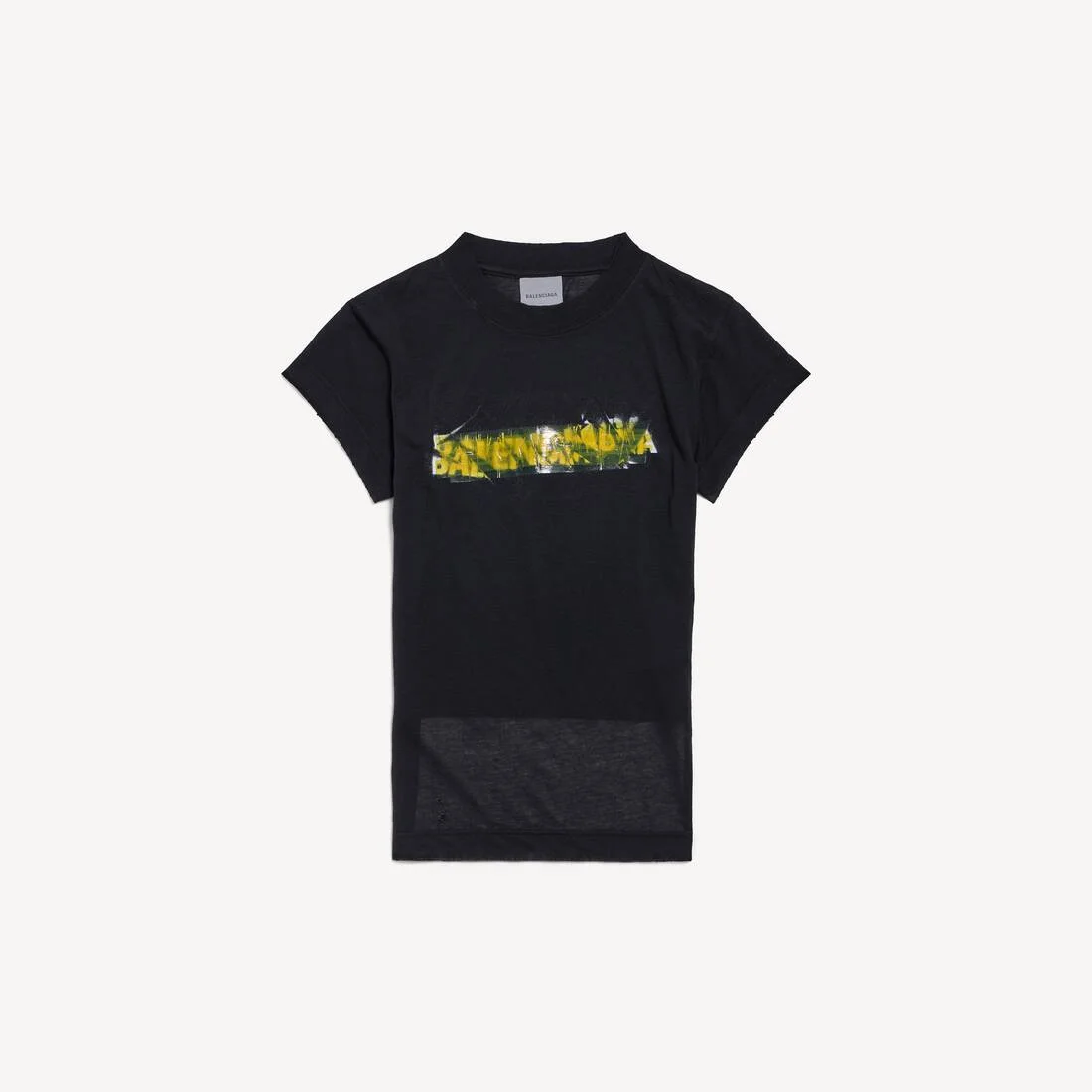 Women's Messy Spray Chopped Back T-shirt in Black - 1
