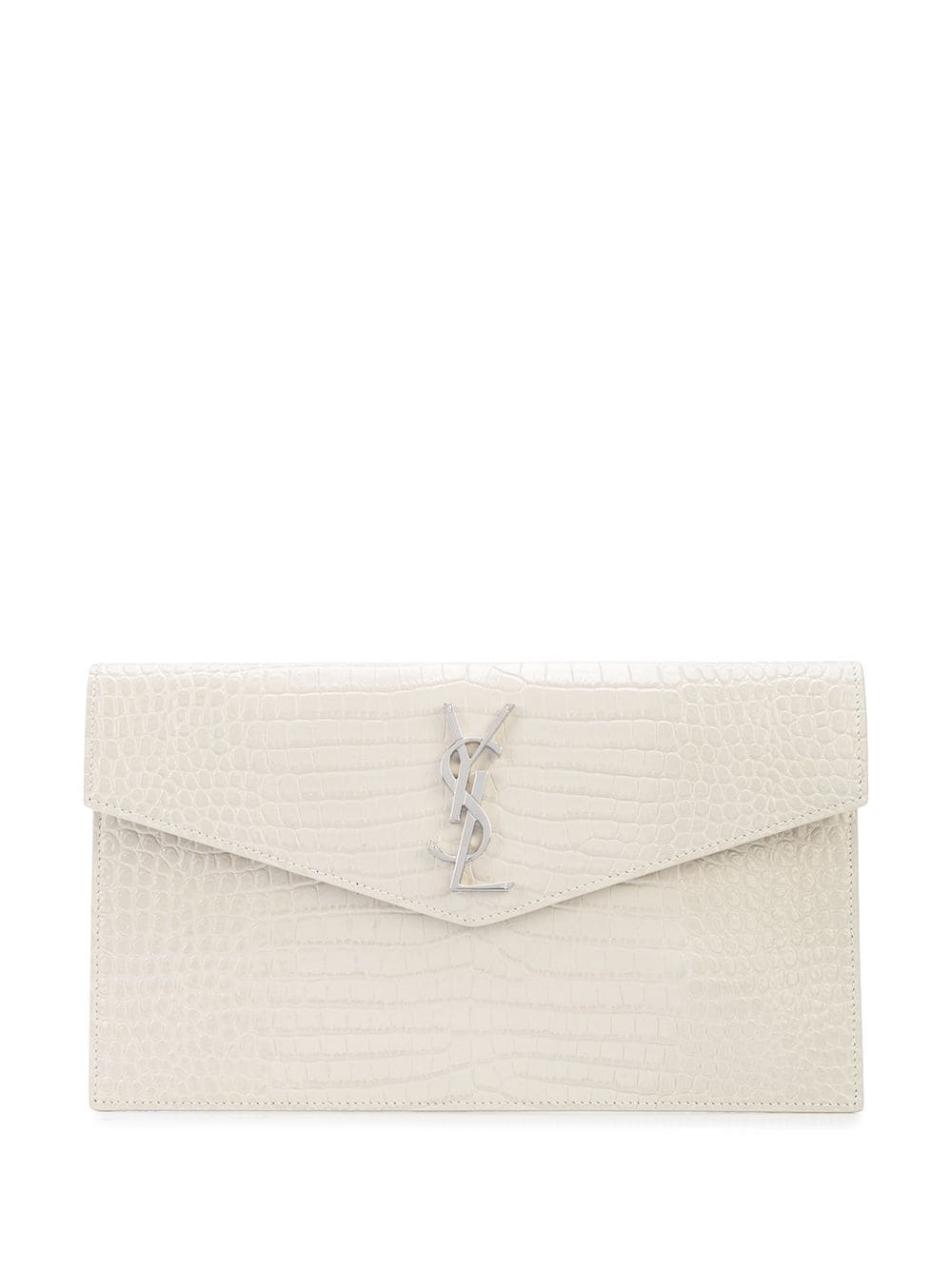 croc-effect monogram clutch bag - 1