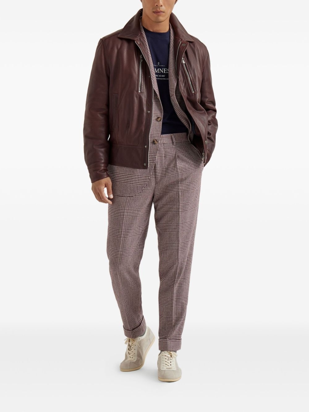 pleated cotton-cashmere blend trousers - 2